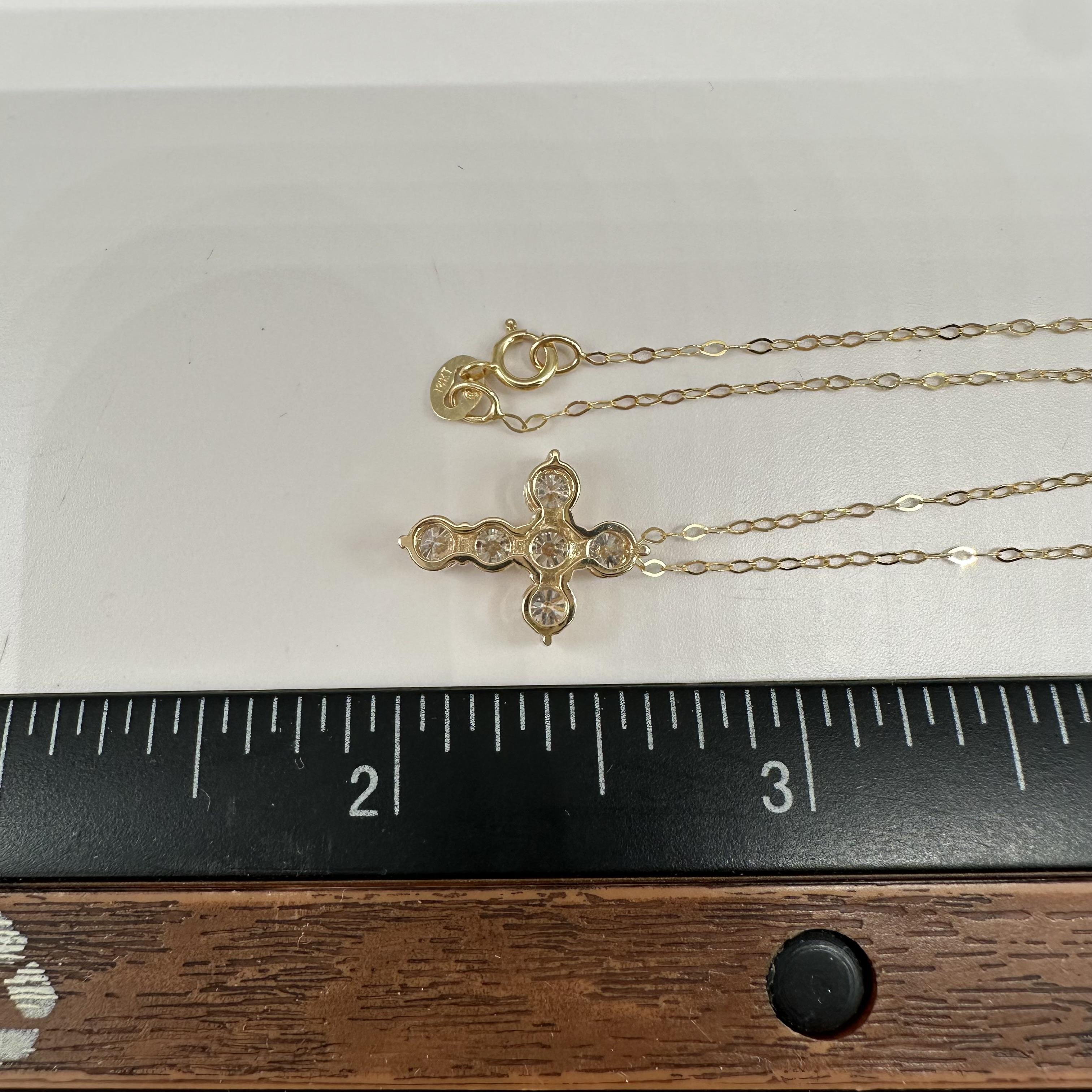Diamond Cross Necklace 14kt Yellow Gold 1.10ctw GH SI 18in New