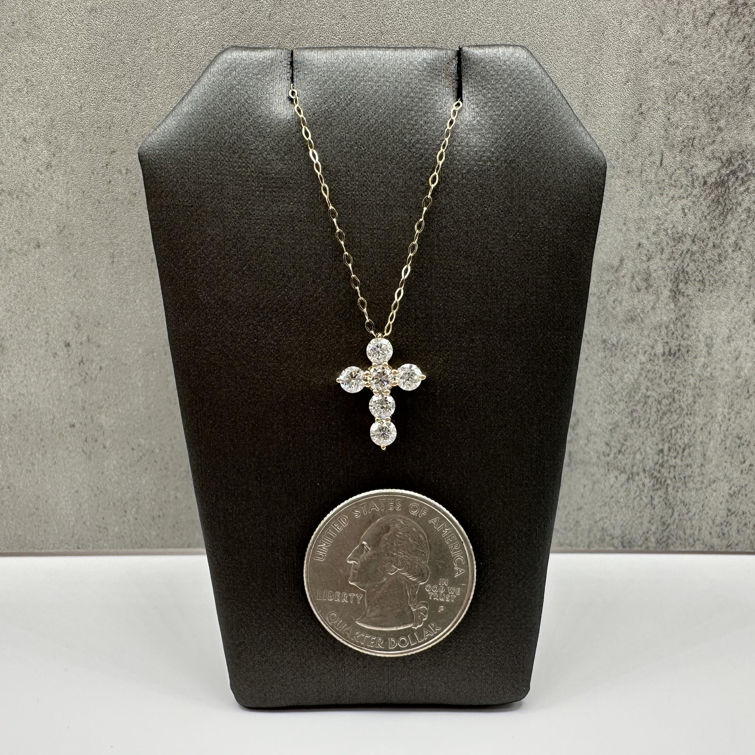 Diamond Cross Necklace 14kt Yellow Gold 1.10ctw GH SI 18in New