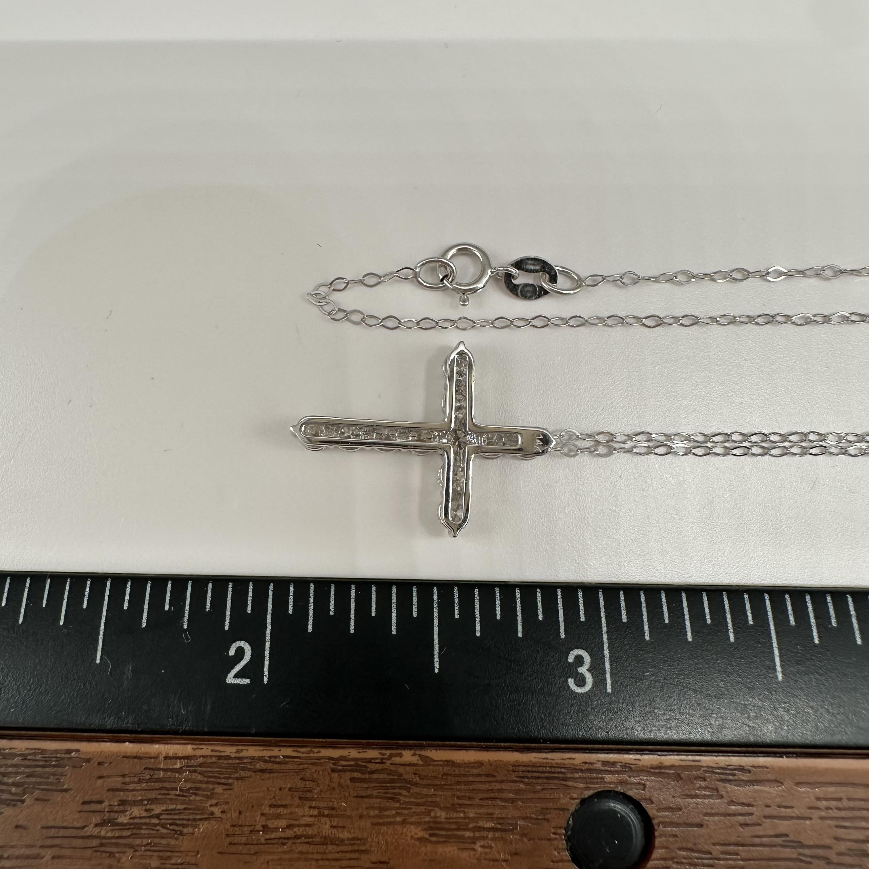 Natural Diamond Cross Necklace 14kt White Gold 0.85ctw GH SI New