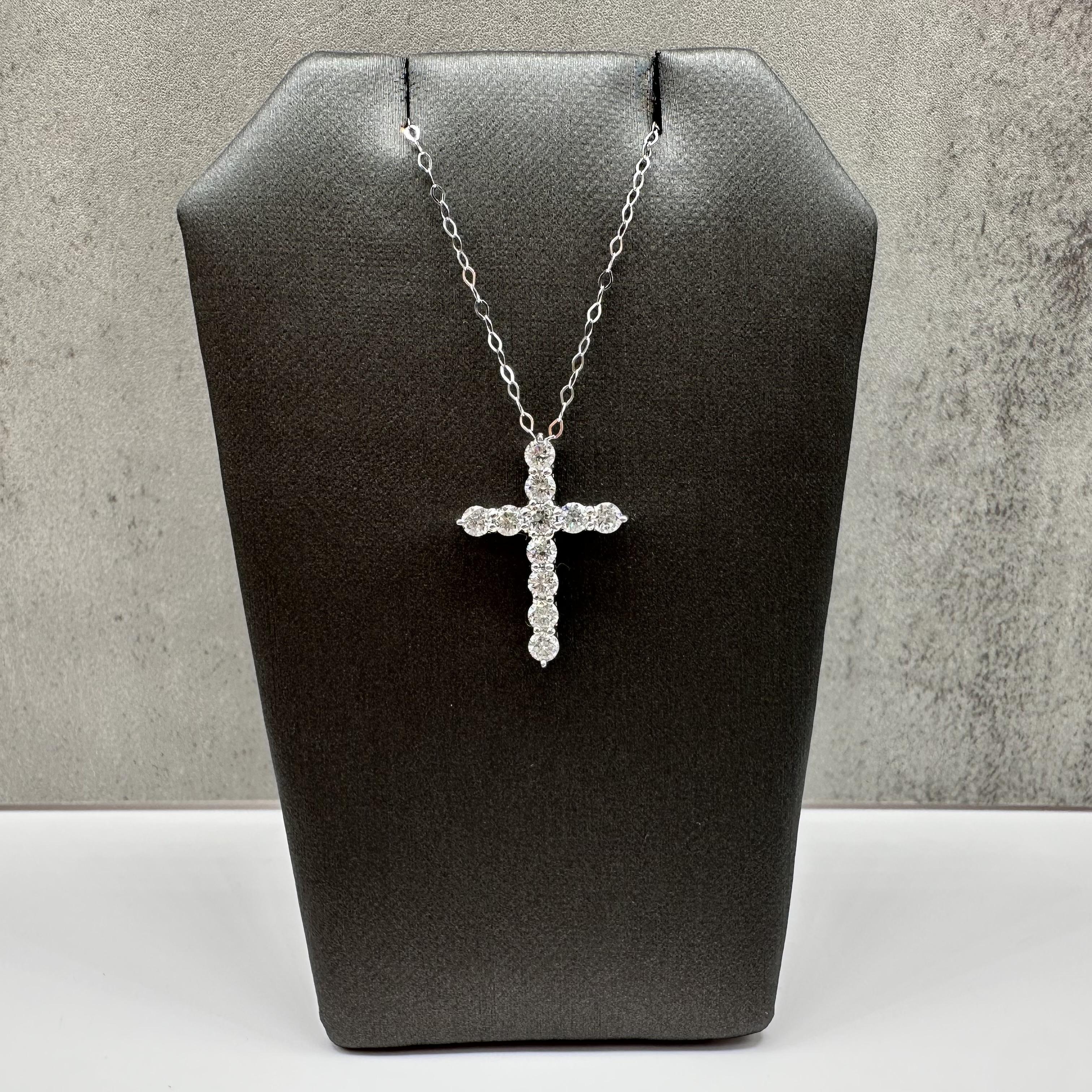 Natural Diamond Cross Necklace 14kt White Gold 0.85ctw GH SI New
