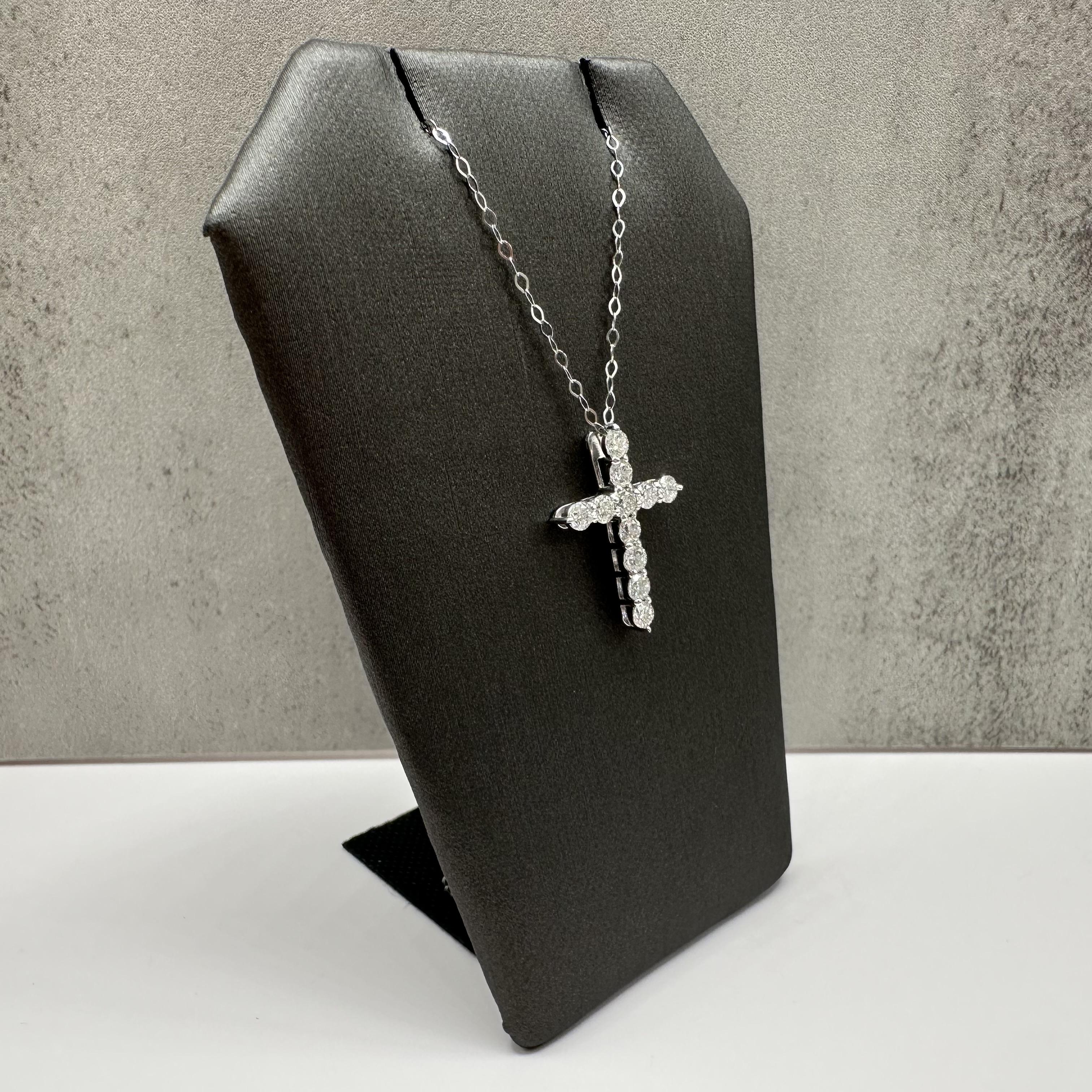 Natural Diamond Cross Necklace 14kt White Gold 0.85ctw GH SI New