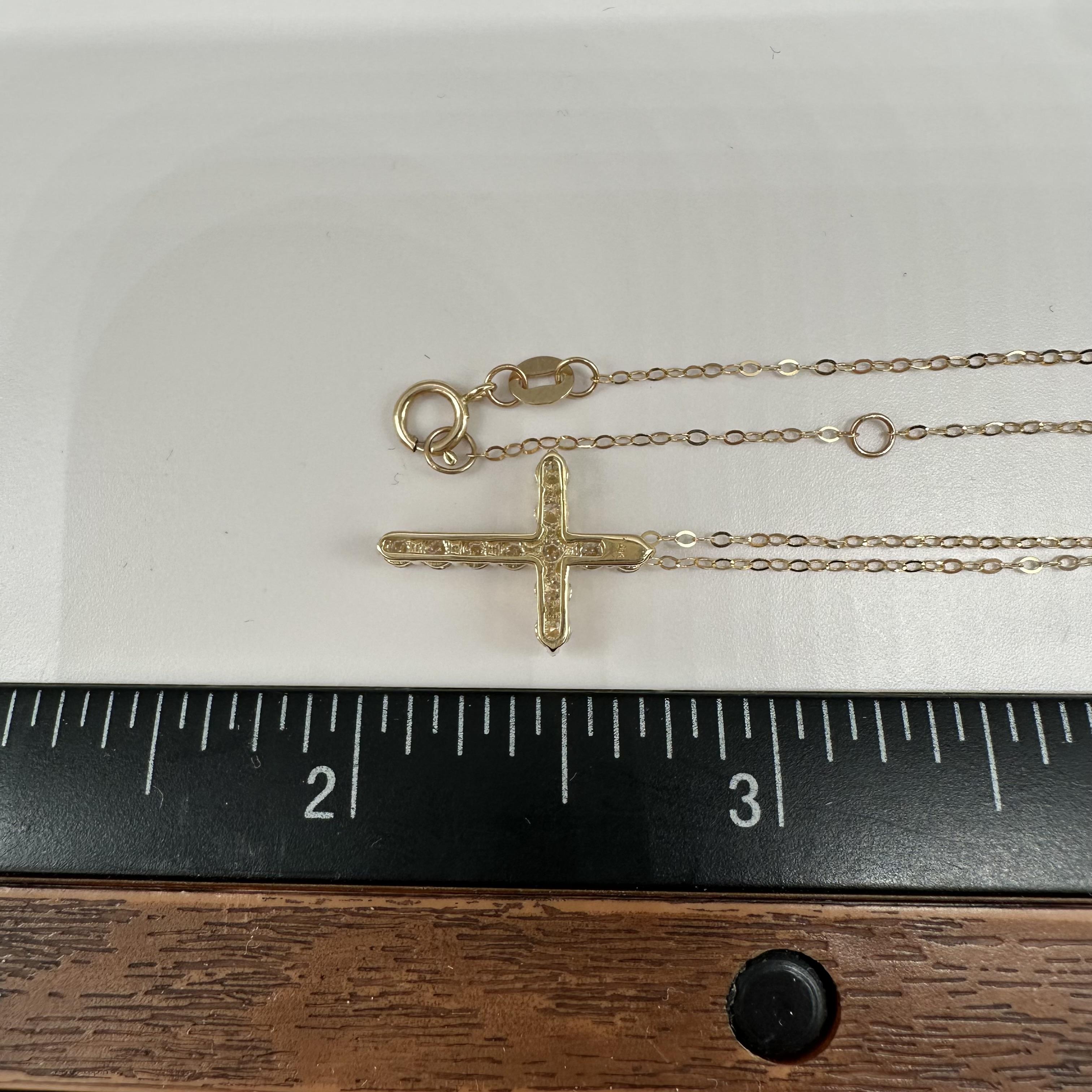 Natural Diamond Cross Necklace 14kt Yellow Gold 0.50ctw GH SI New