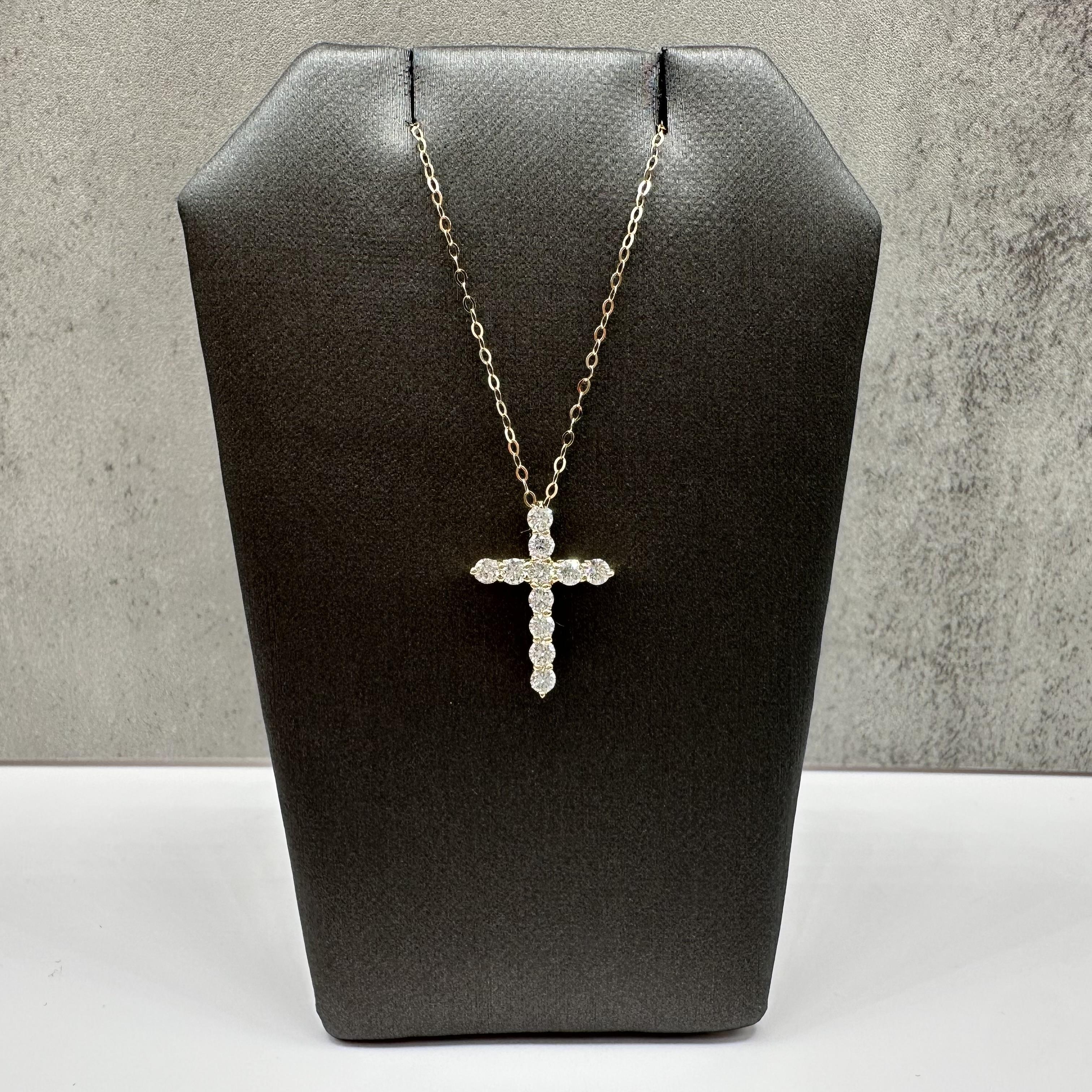 Natural Diamond Cross Necklace 14kt Yellow Gold 0.50ctw GH SI New