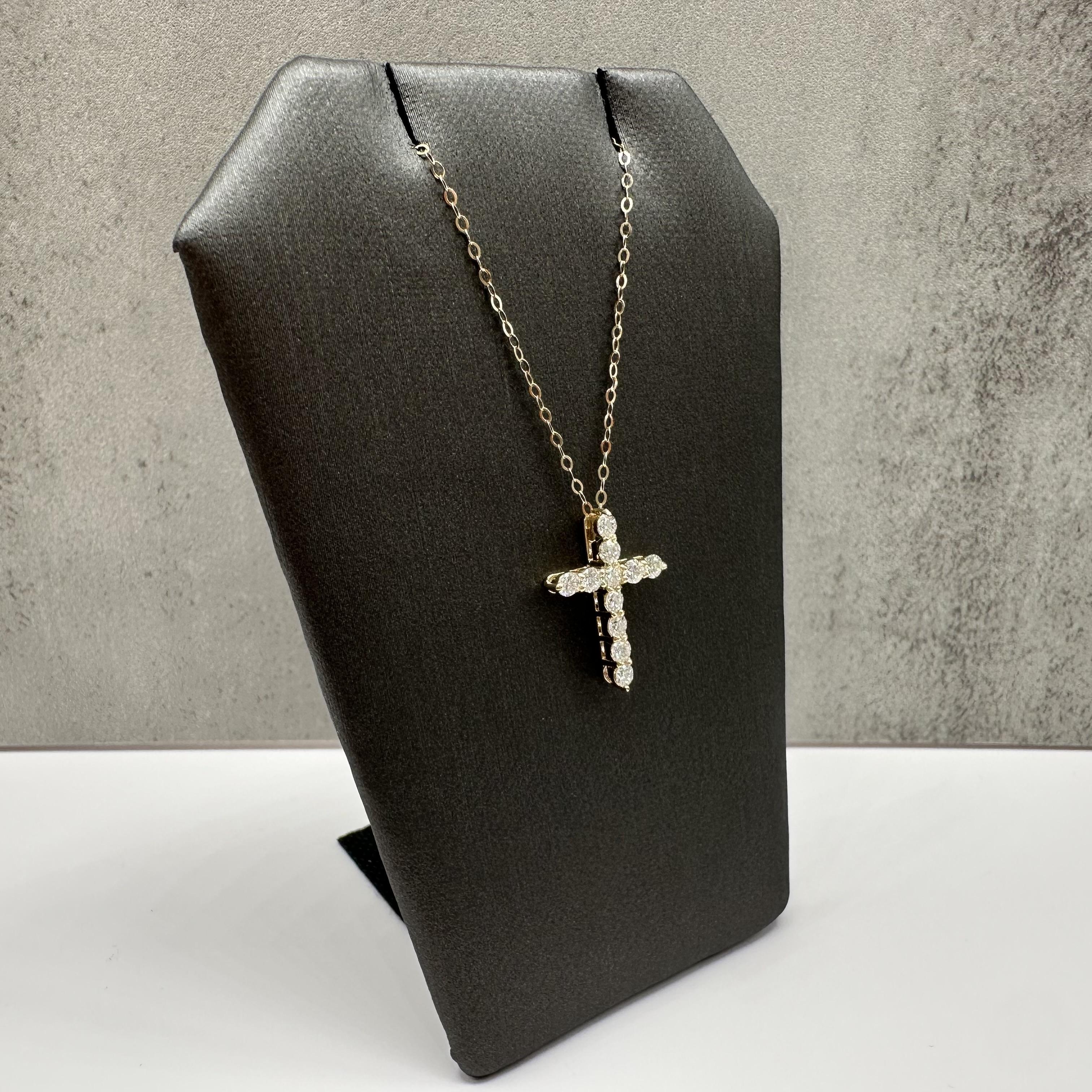 Natural Diamond Cross Necklace 14kt Yellow Gold 0.50ctw GH SI New