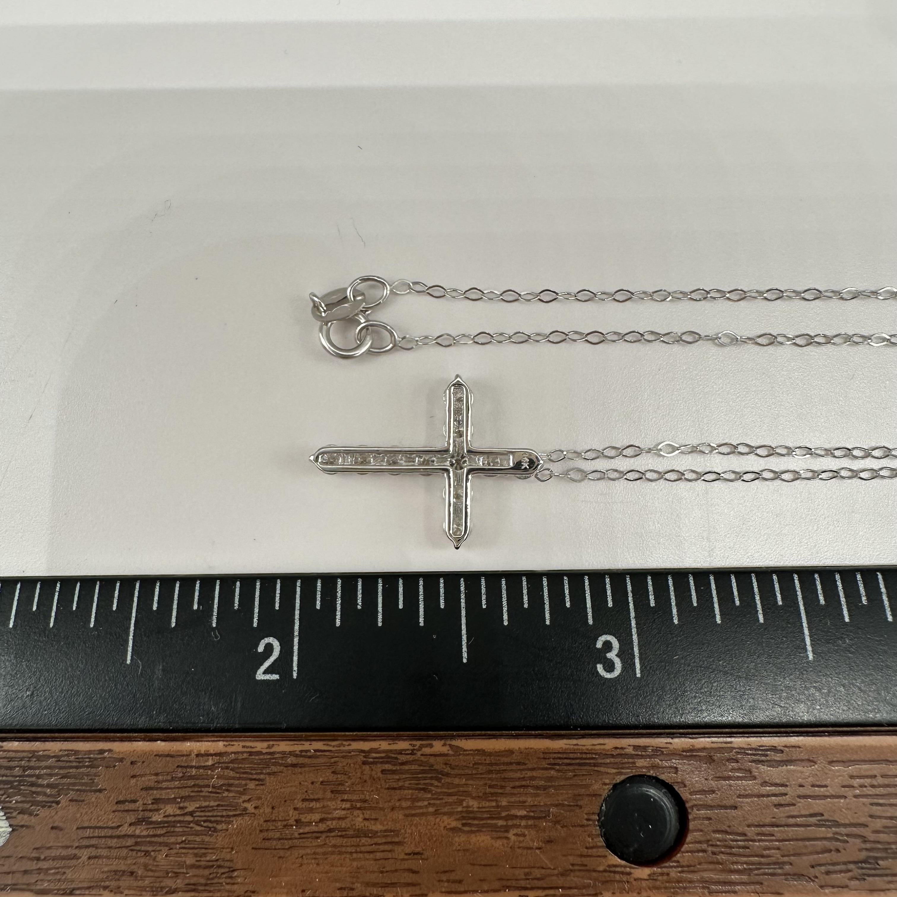 Natural Diamond Cross Necklace 14kt White Gold 0.64ctw GH SI New