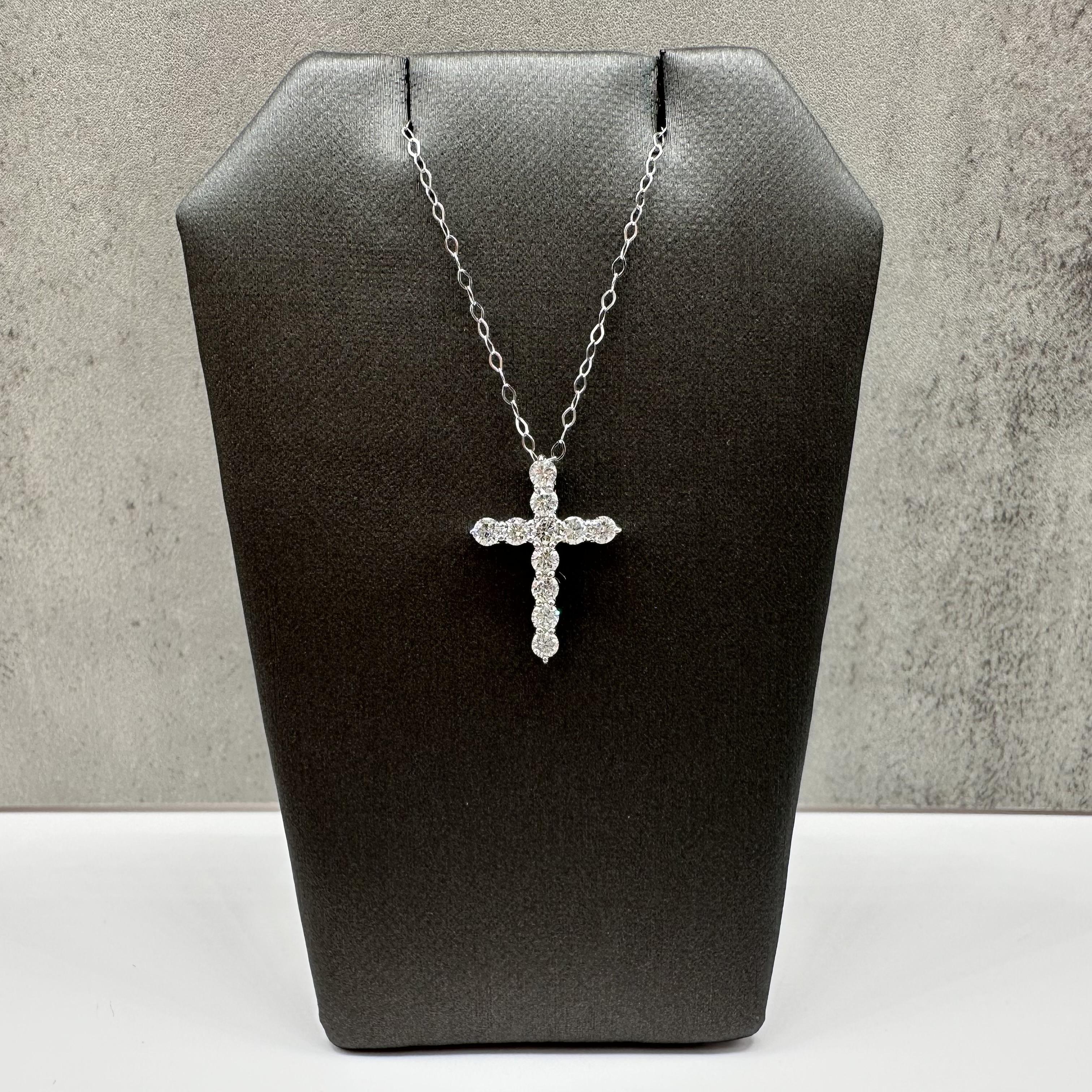 Natural Diamond Cross Necklace 14kt White Gold 0.64ctw GH SI New