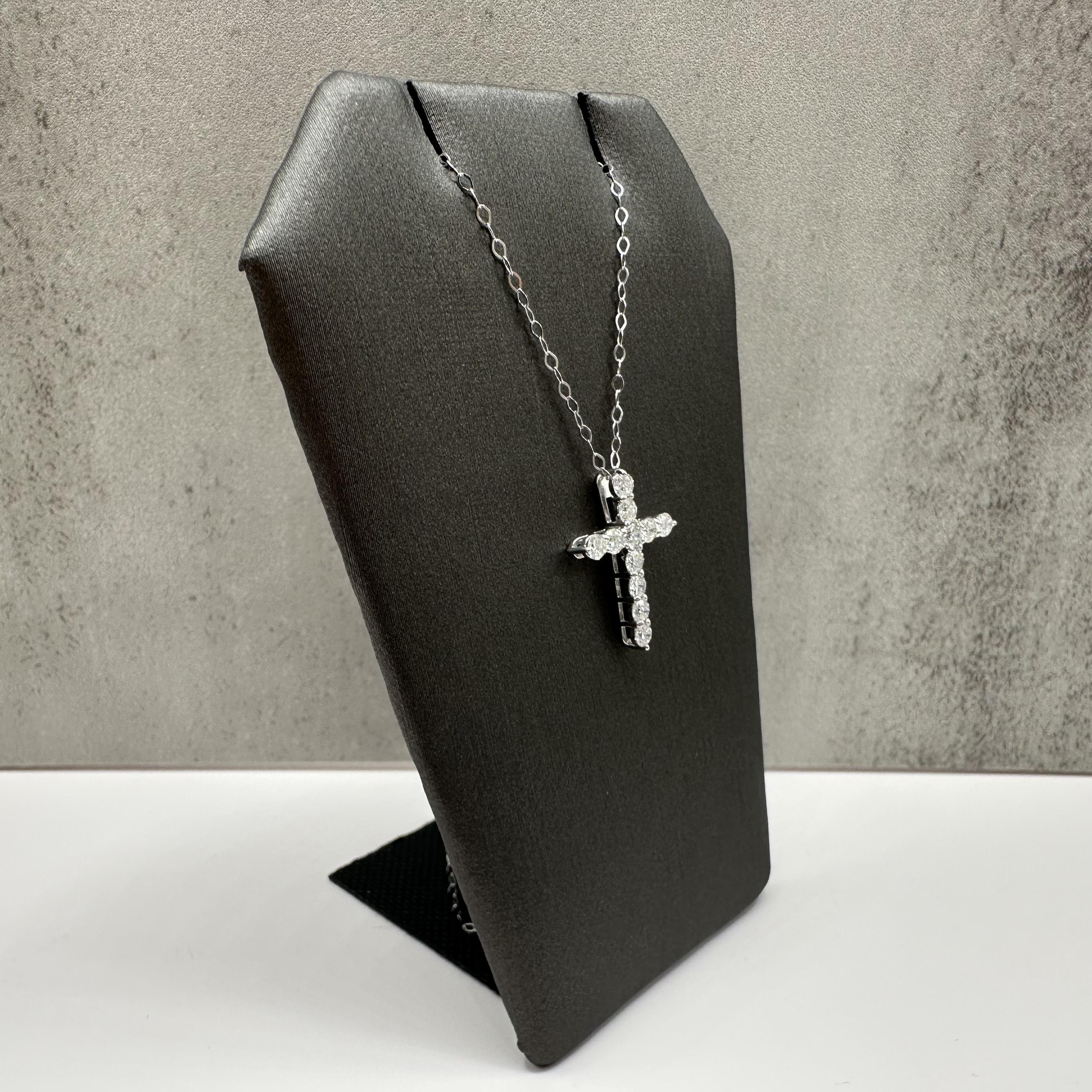 Natural Diamond Cross Necklace 14kt White Gold 0.64ctw GH SI New