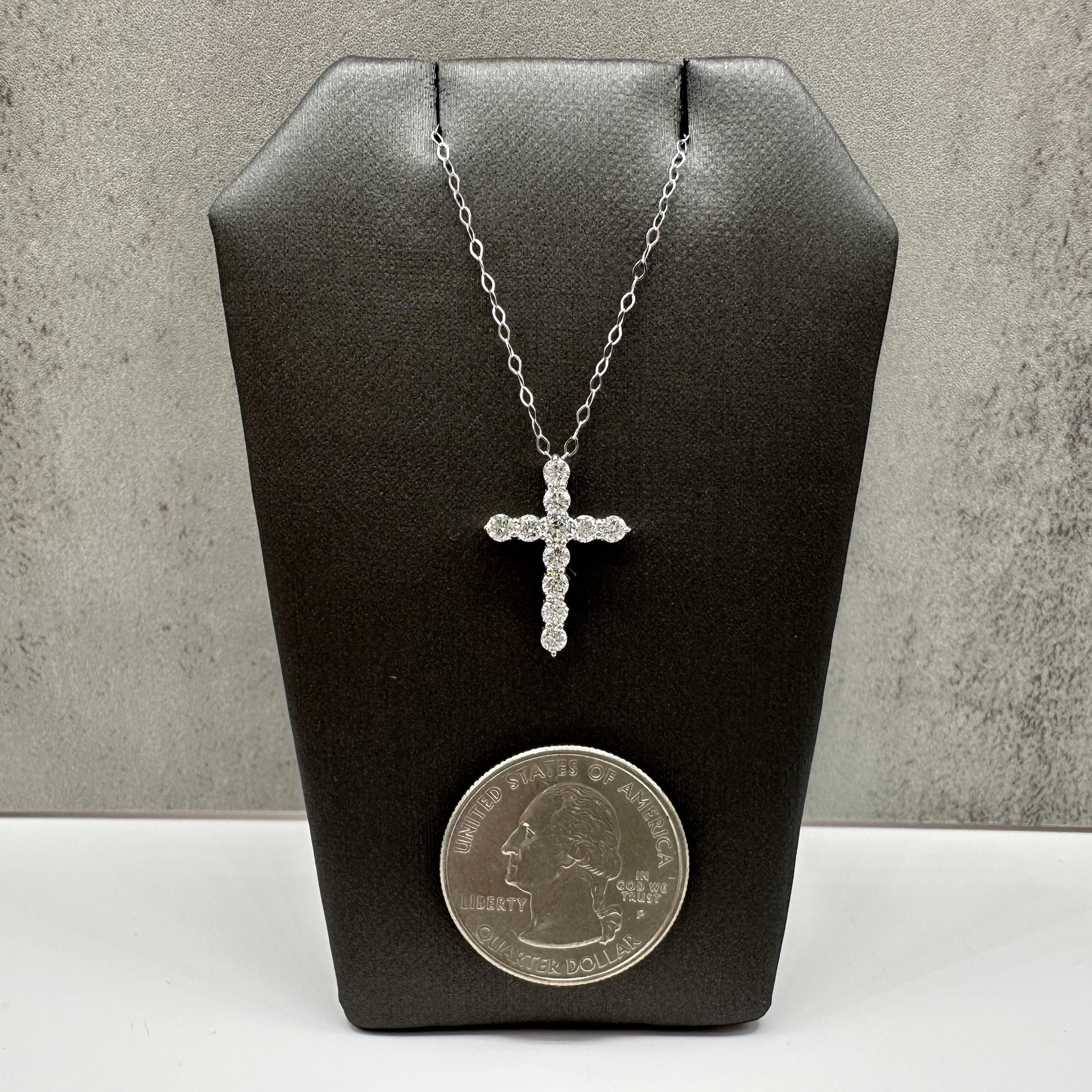 Natural Diamond Cross Necklace 14kt White Gold 0.64ctw GH SI New