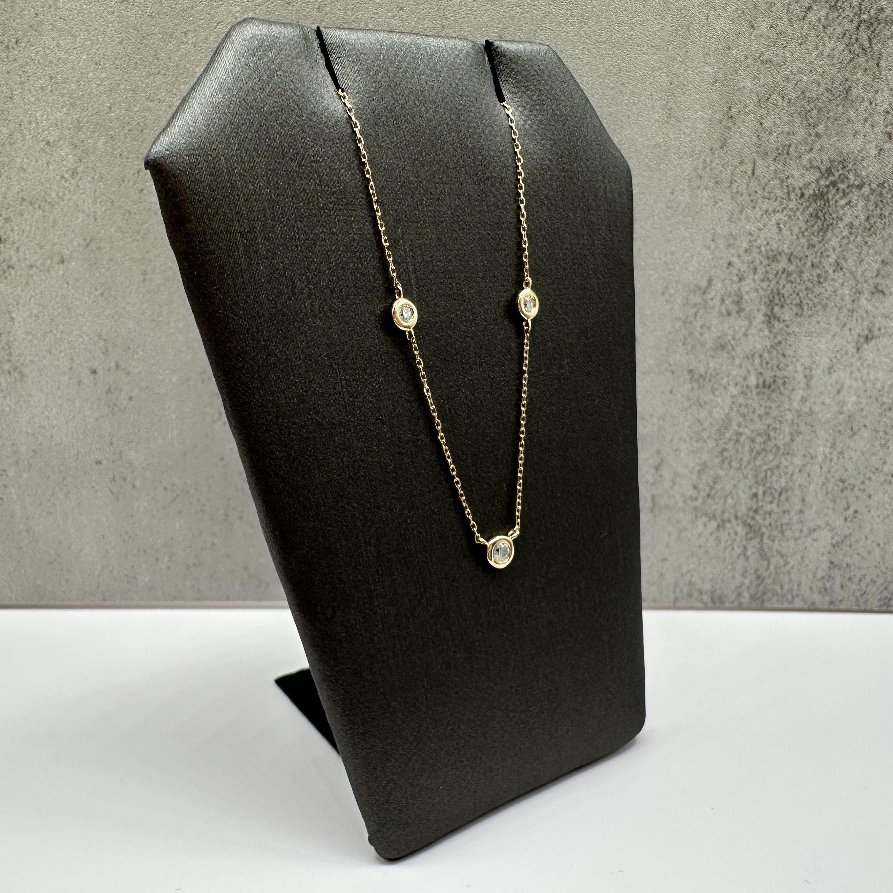 Diamond Necklace 14kt Yellow Gold 0.10ctw GH I1 Adjustable New