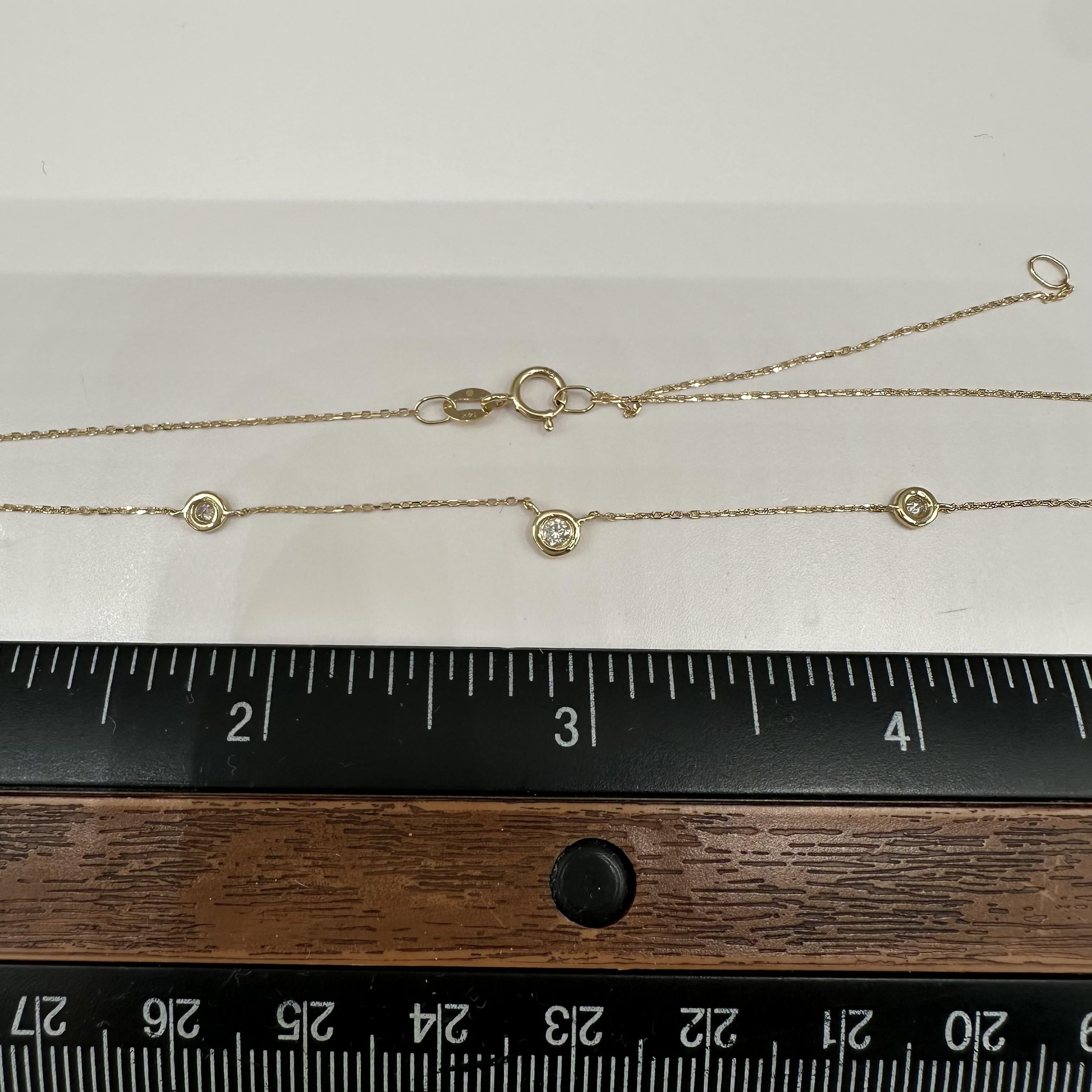 Diamond Necklace 14kt Yellow Gold 0.10ctw GH I1 Adjustable New