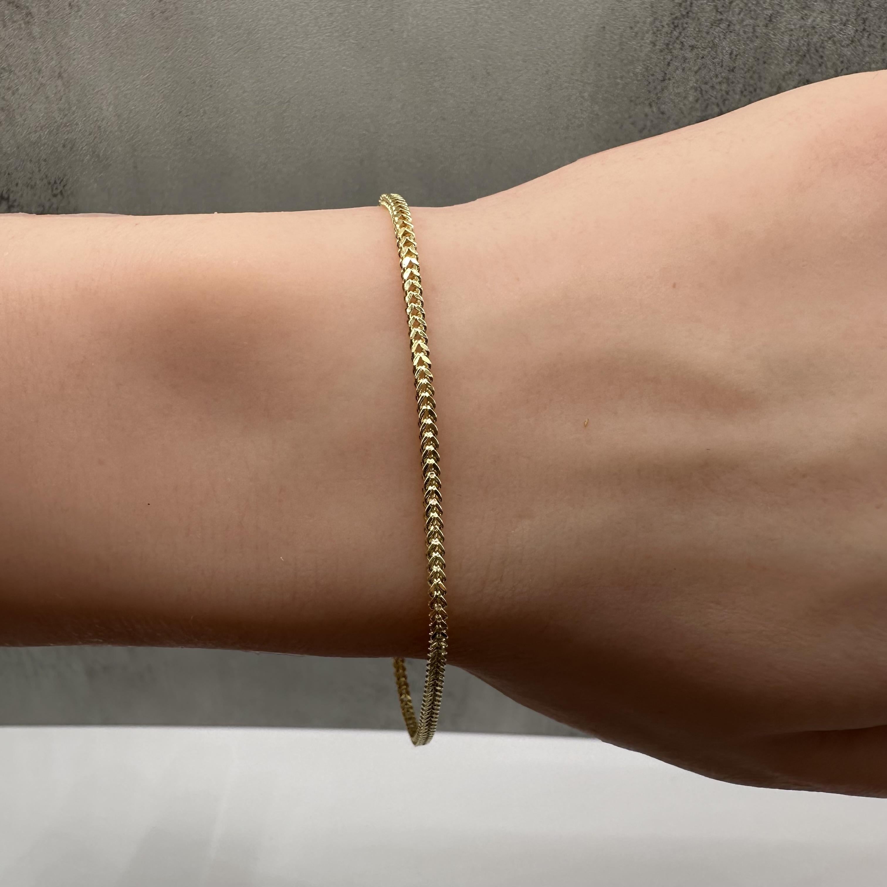 Franco Bracelet 14kt Yellow Gold 7.5in 1.8mm Hollow New