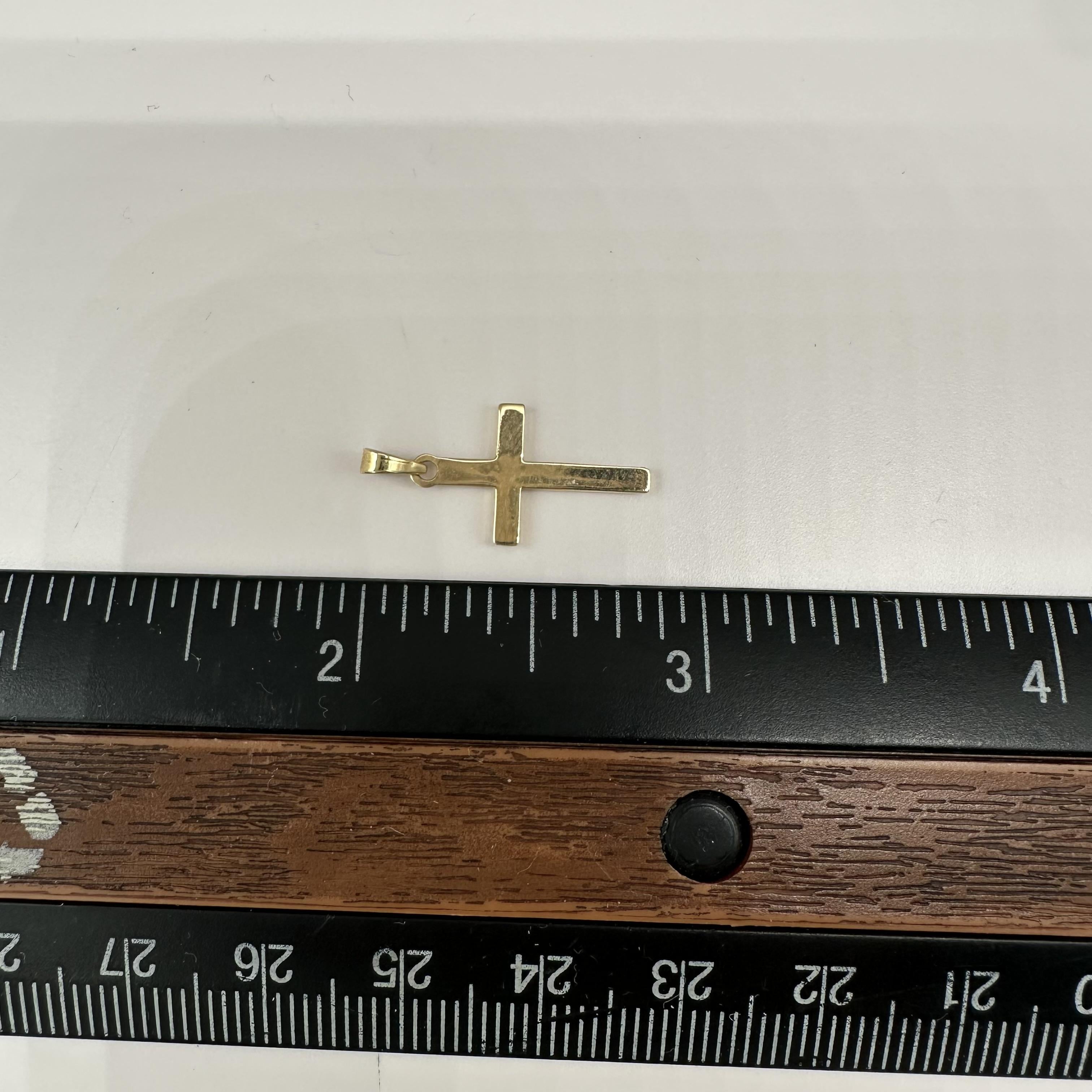 Gold Cross Pendant 14kt Yellow Gold Small Bail Estate