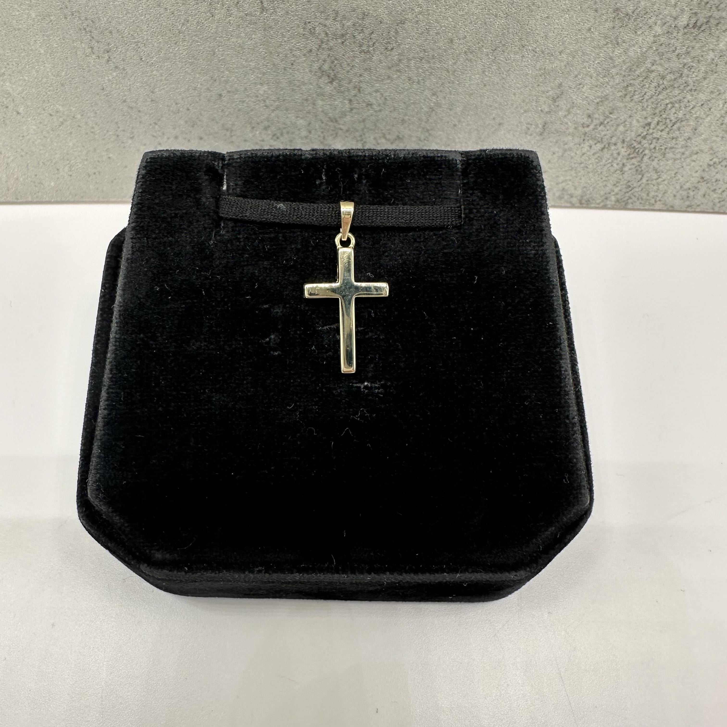 Gold Cross Pendant 14kt Yellow Gold Small Bail Estate