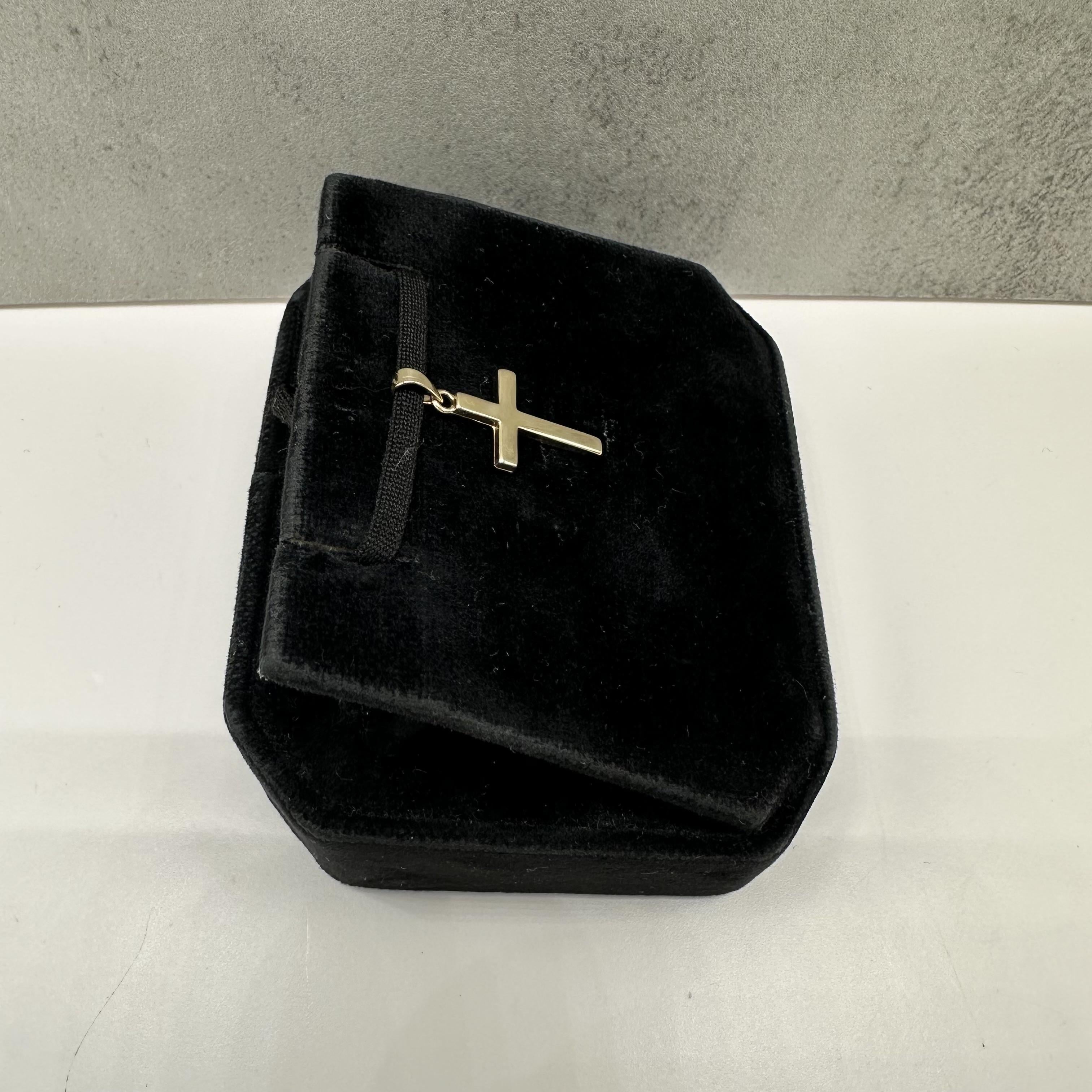 Gold Cross Pendant 14kt Yellow Gold Small Bail Estate