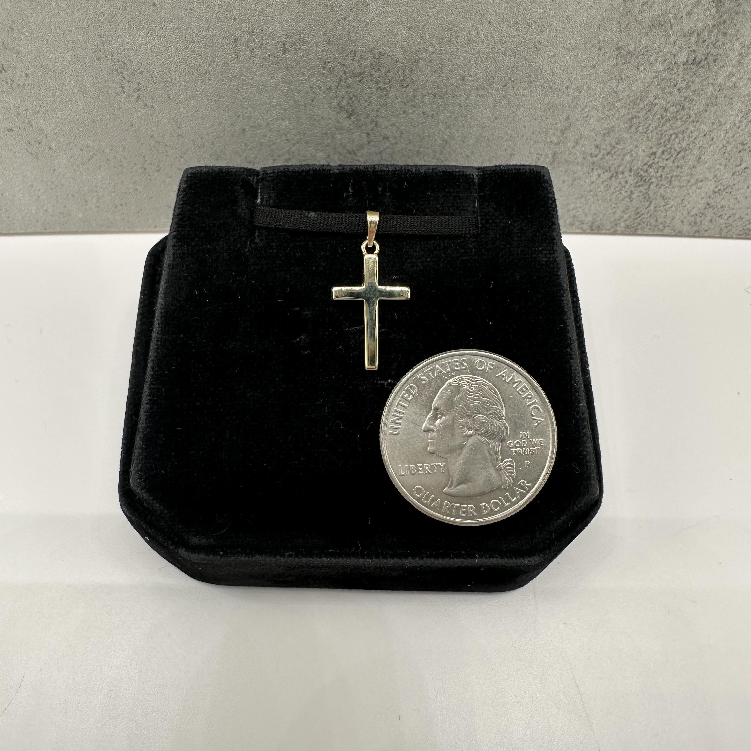 Gold Cross Pendant 14kt Yellow Gold Small Bail Estate
