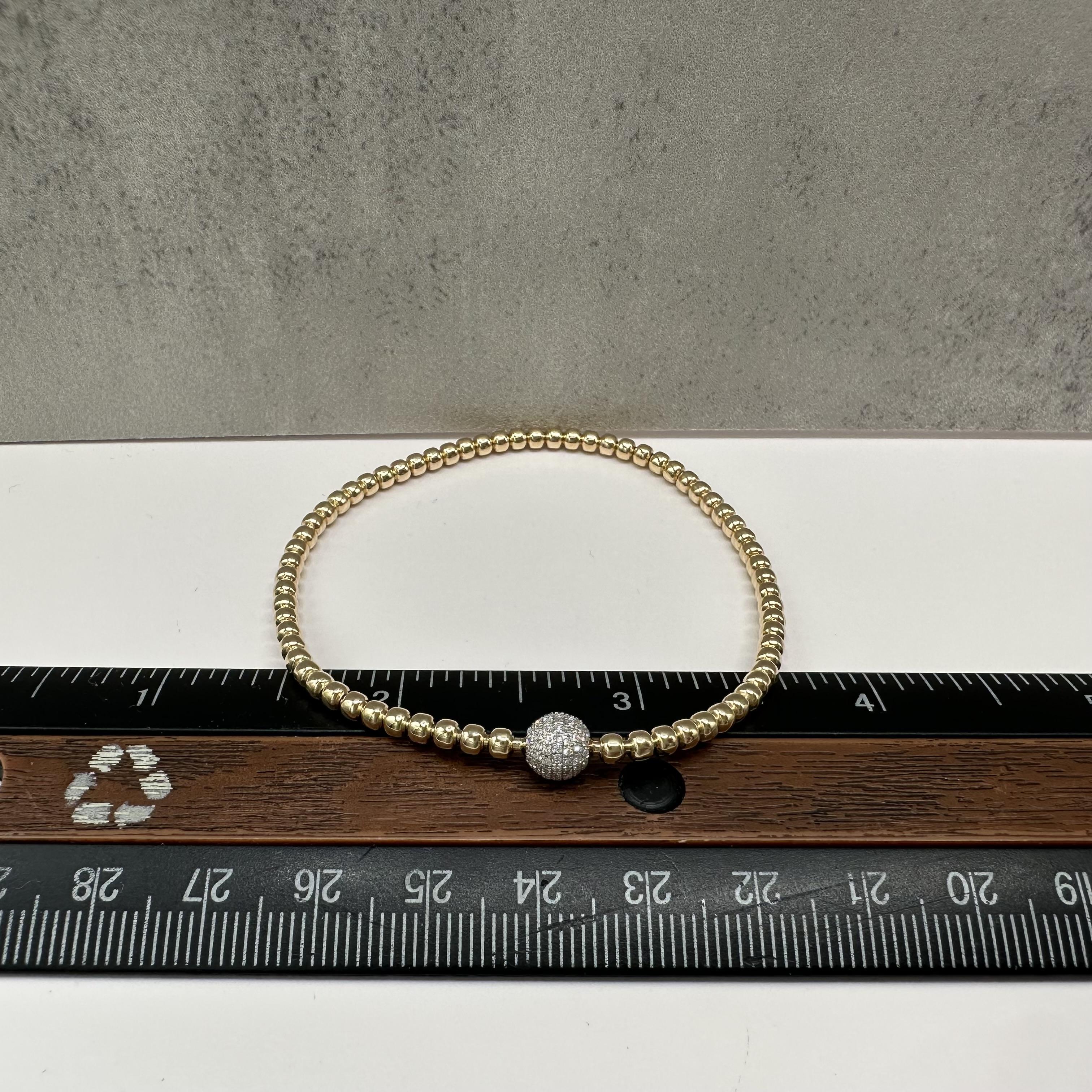 Diamond Stretch Ball Bracelet 14kt Yellow Gold 0.30ctw Adjustable New