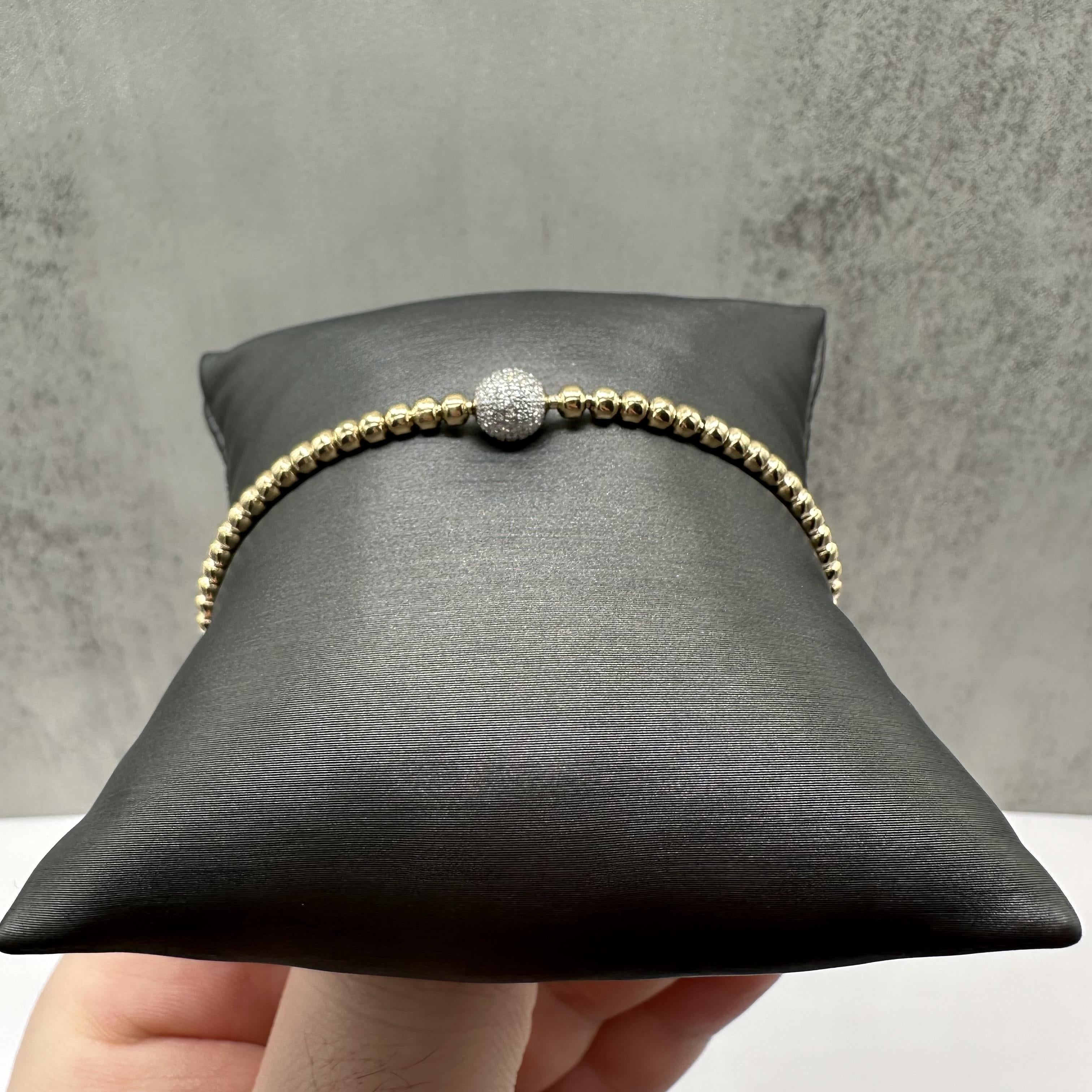 Diamond Stretch Ball Bracelet 14kt Yellow Gold 0.30ctw Adjustable New