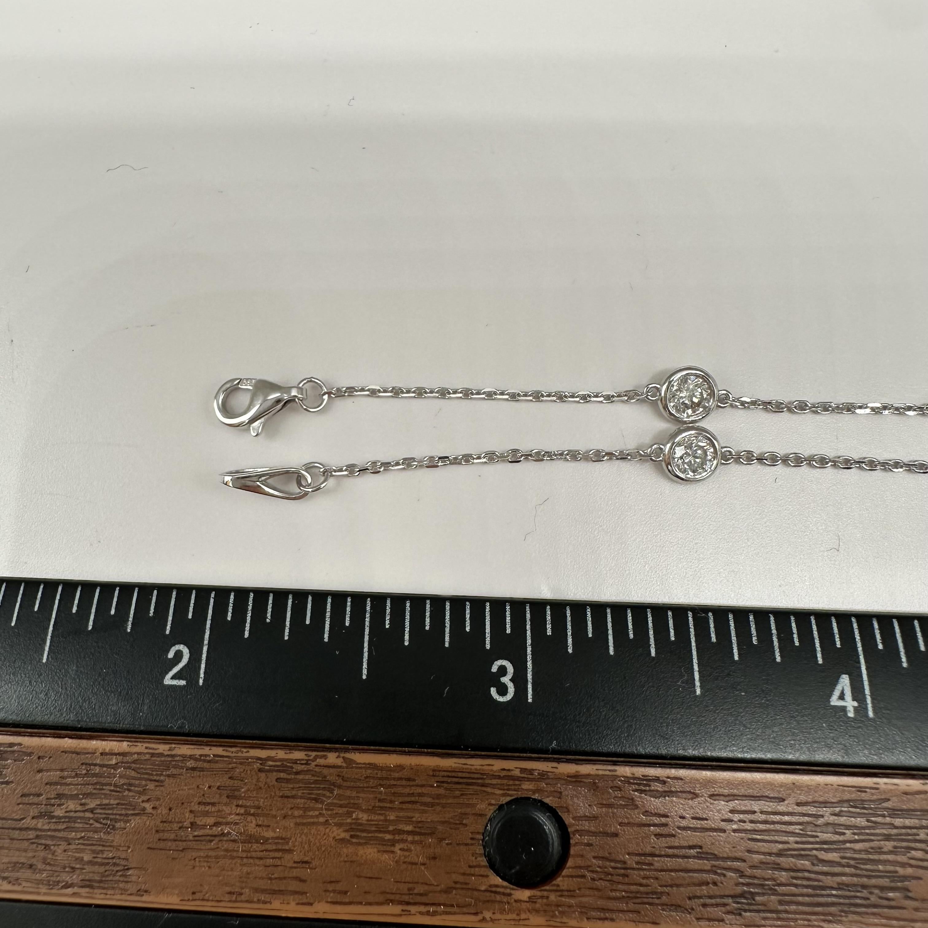 Diamond Station Bracelet 14kt White Gold 0.90ctw 7in New