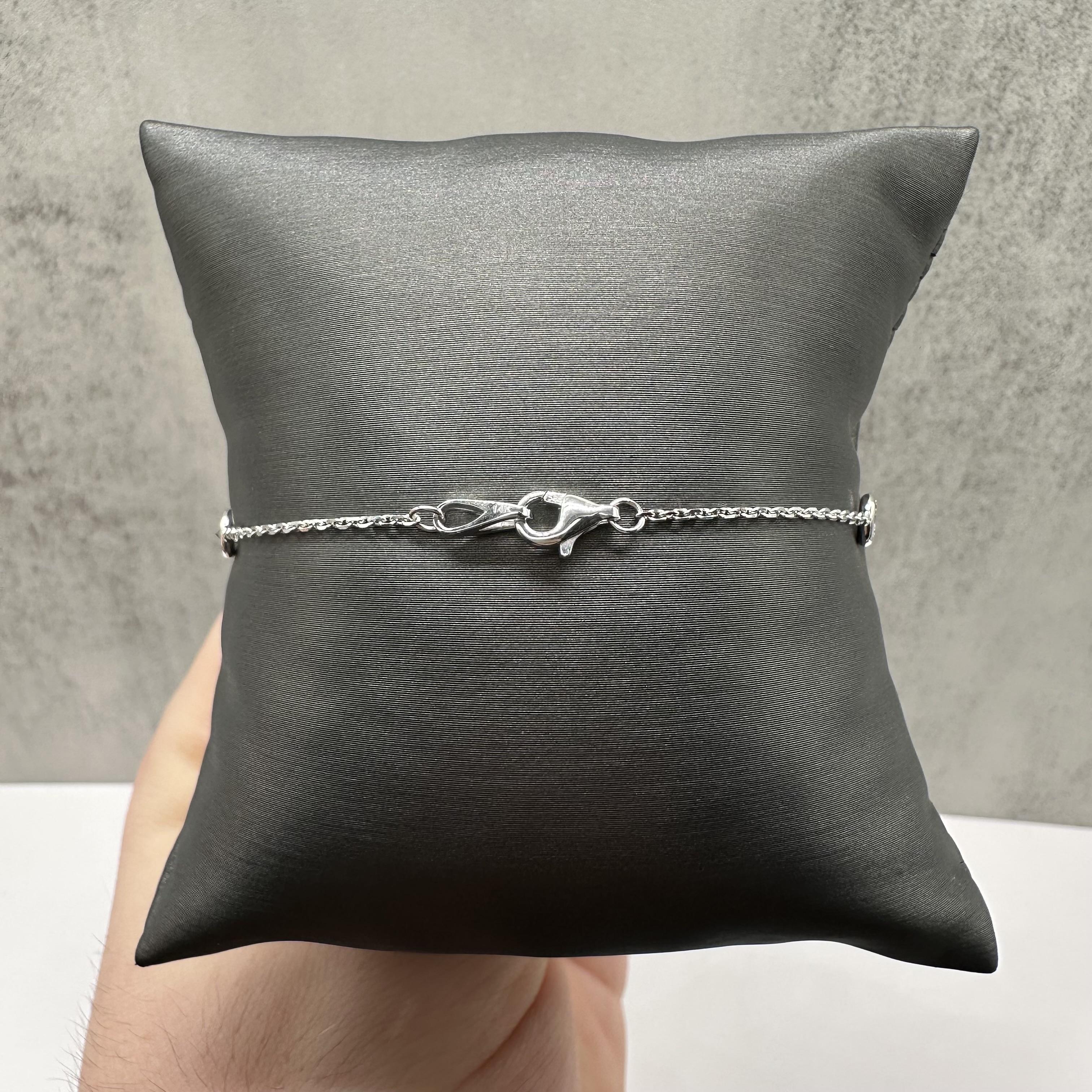 Diamond Station Bracelet 14kt White Gold 0.90ctw 7in New