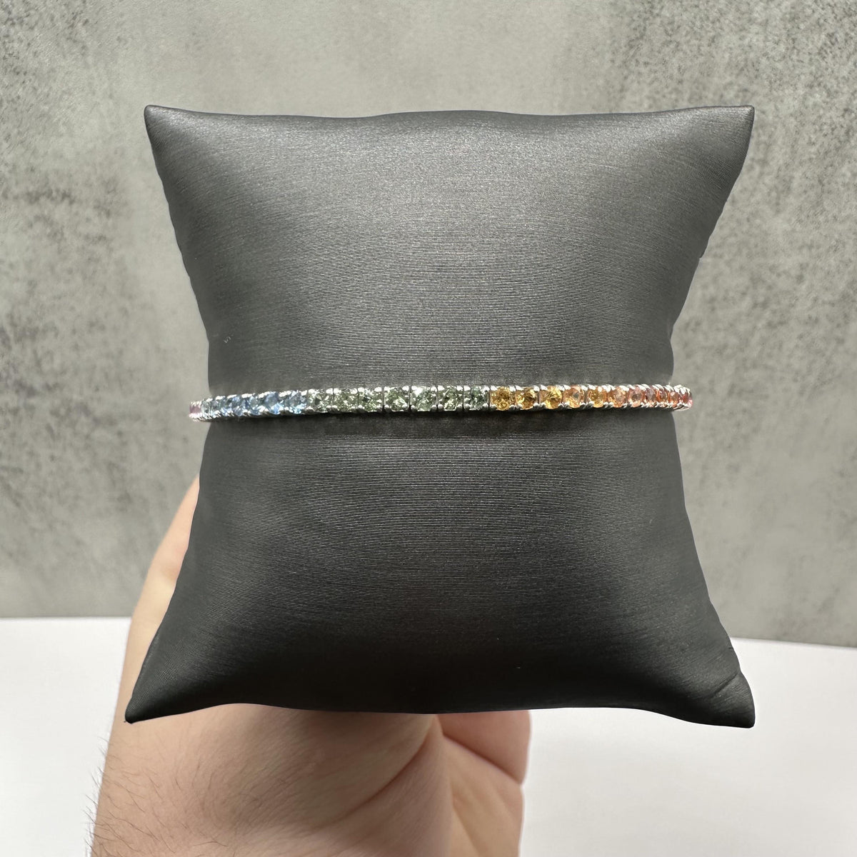 Rainbow Multicolor Sapphire Bracelet Sterling Silver 5.15ct 7in New