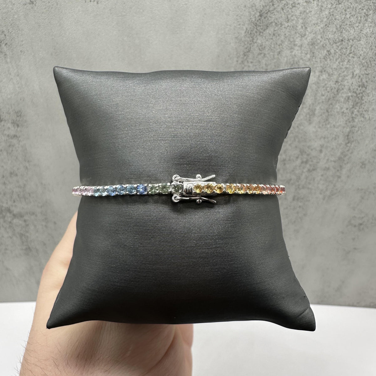 Rainbow Multicolor Sapphire Bracelet Sterling Silver 5.15ct 7in New