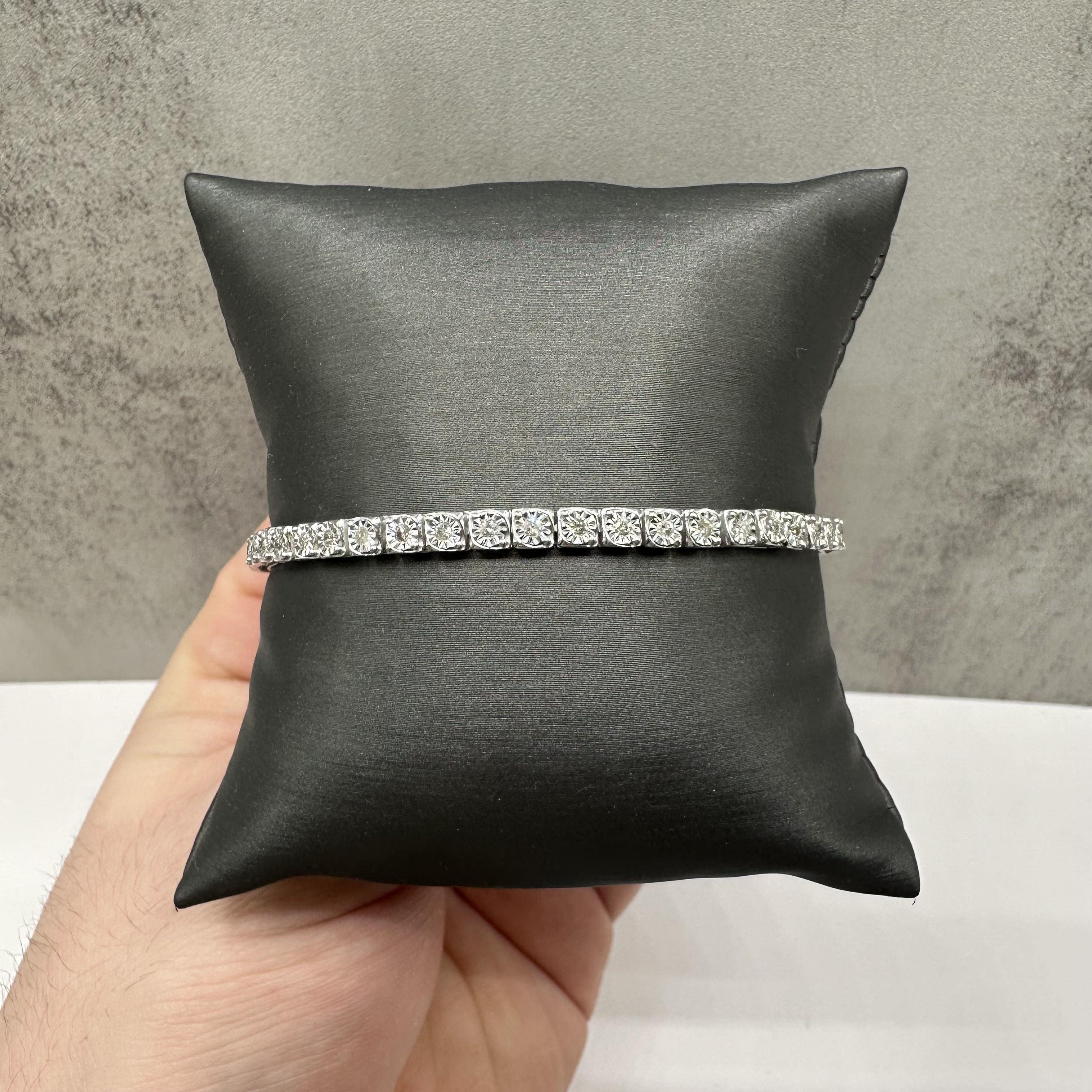 Diamond Tennis Bracelet in Sterling Silver – 1ctw, 7.75in, New