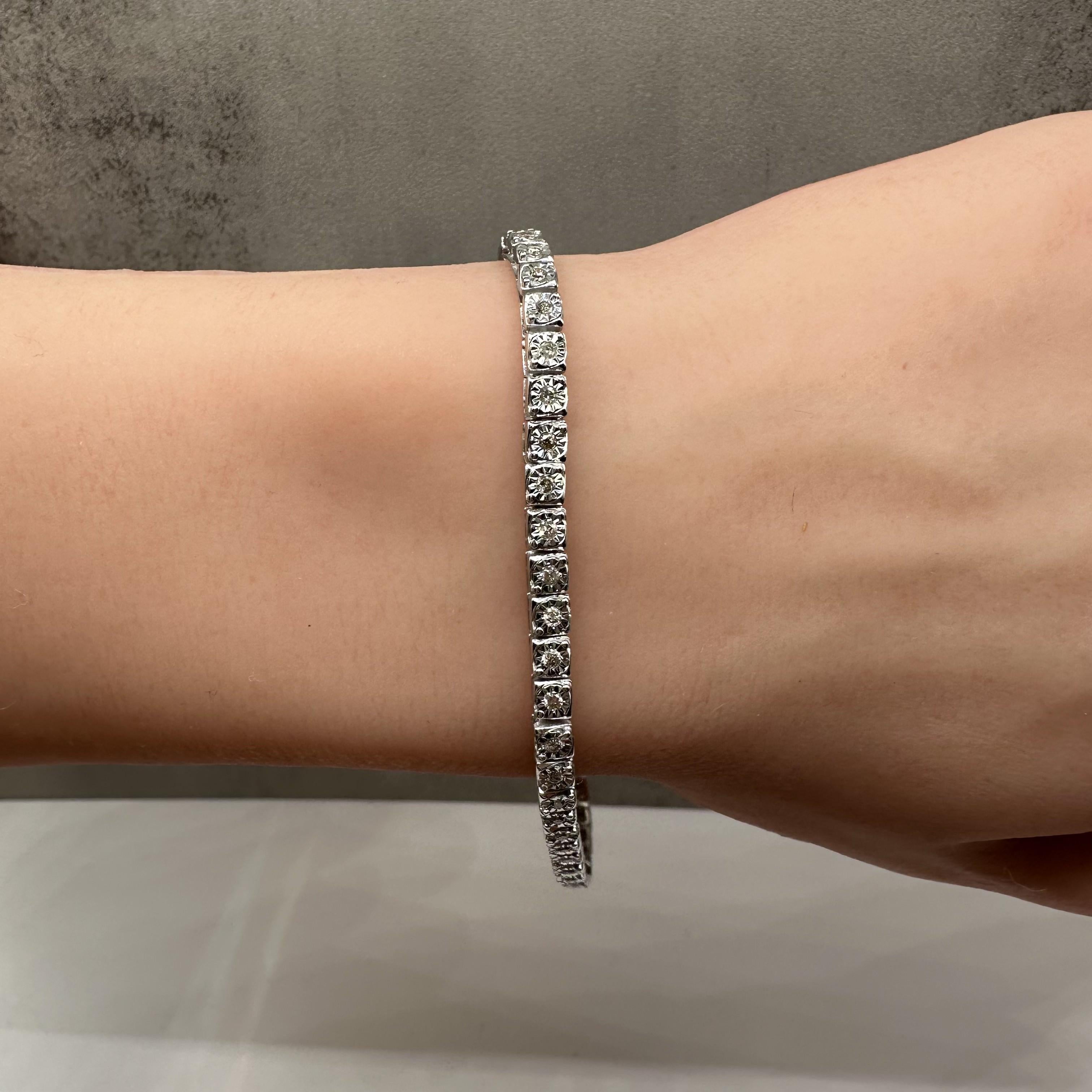 Diamond Tennis Bracelet in Sterling Silver – 1ctw, 7.75in, New