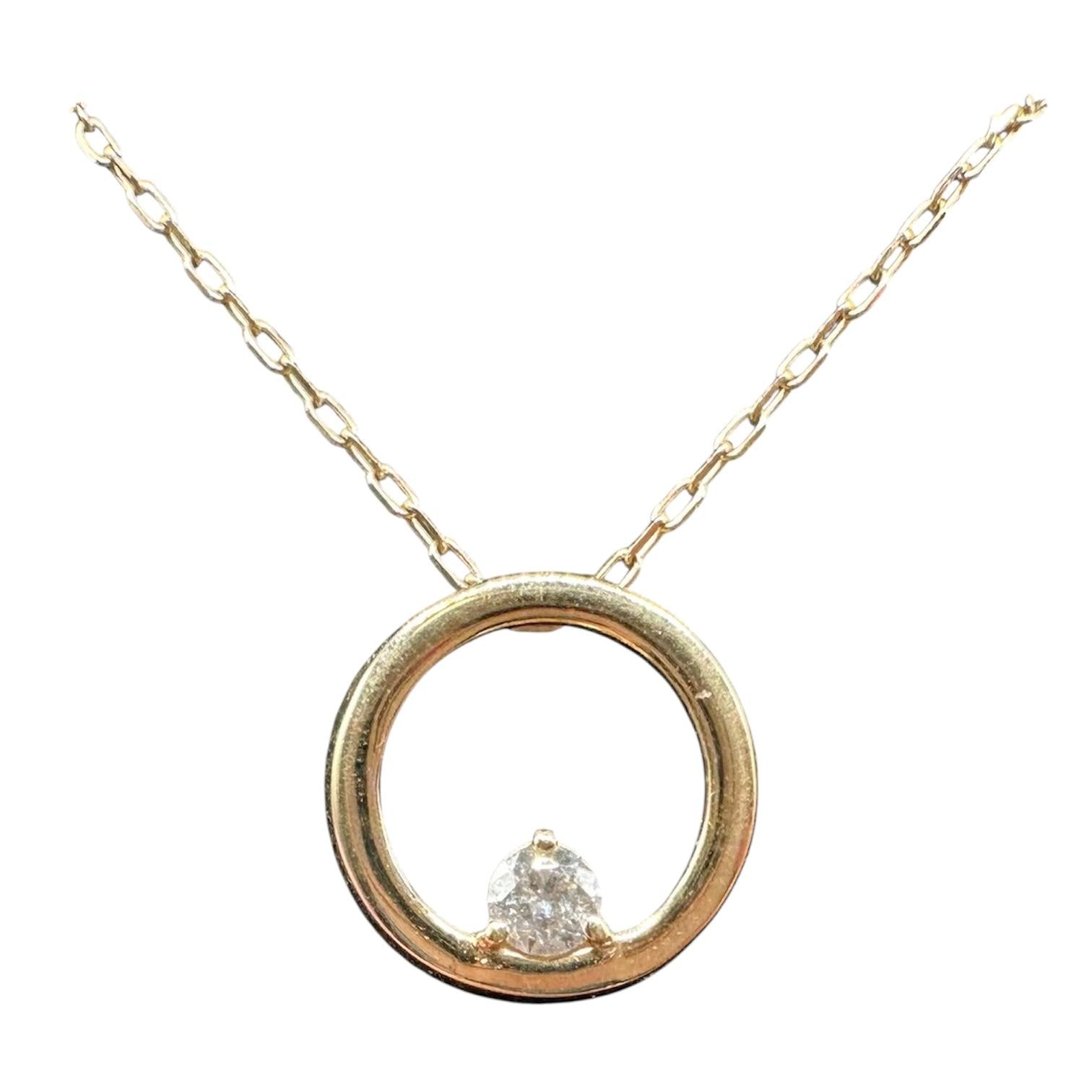 Diamond Circle Necklace in 10kt Yellow Gold – 0.10ctw, 16–18in, New