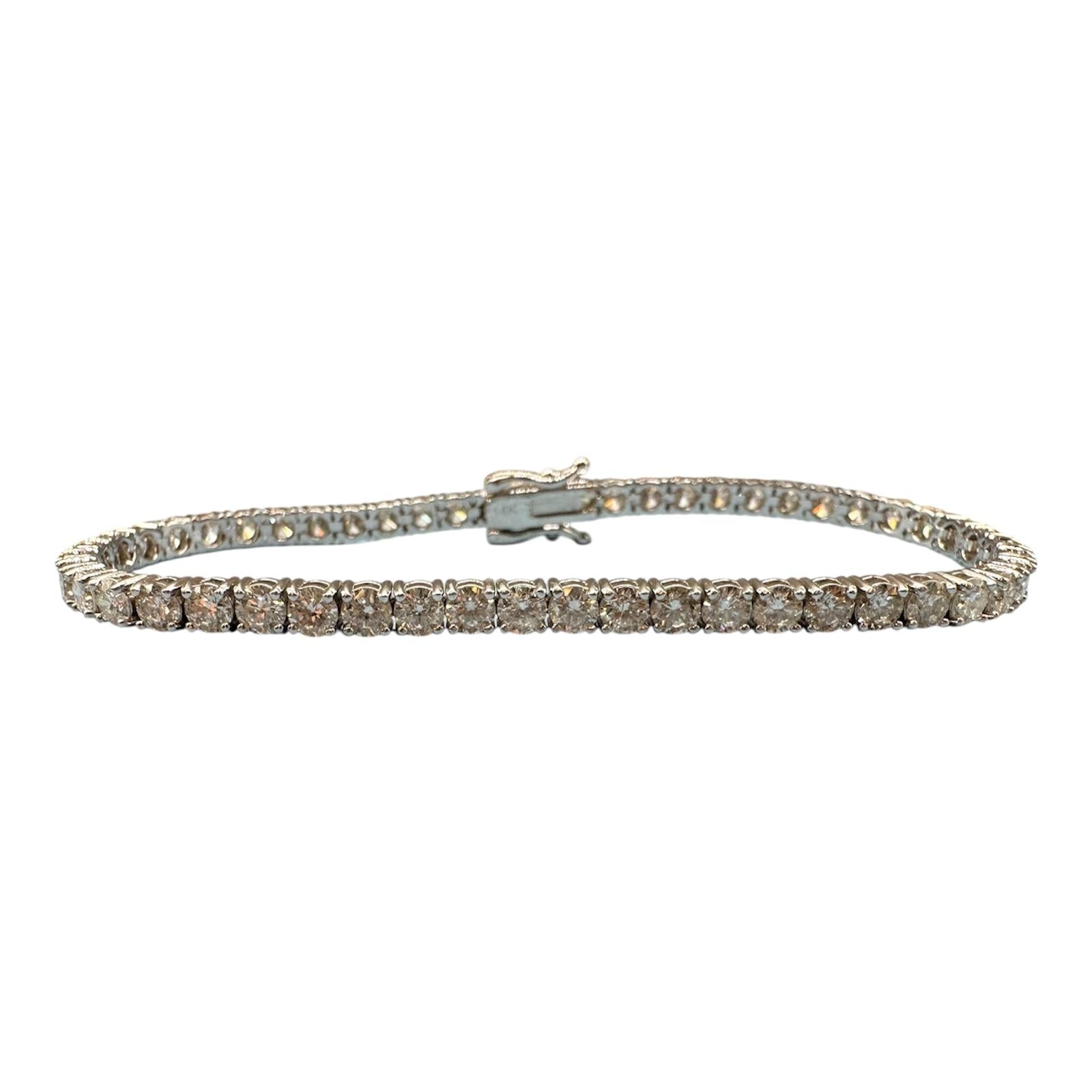 Natural Diamond Tennis Bracelet in 14kt White Gold – 7ctw, 7in, New