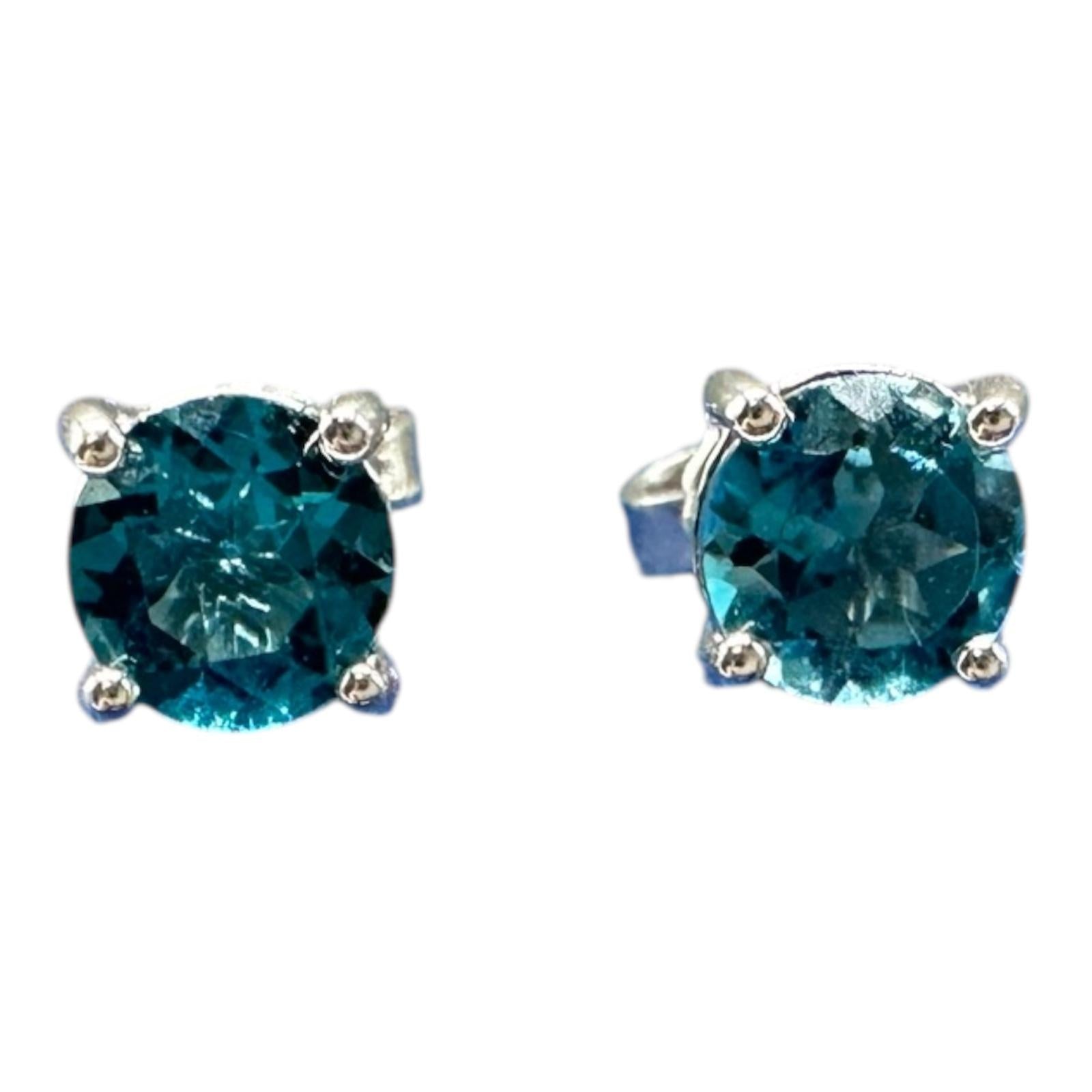 Topaz Stud Earrings in 14kt White Gold – 1.14ctw, New