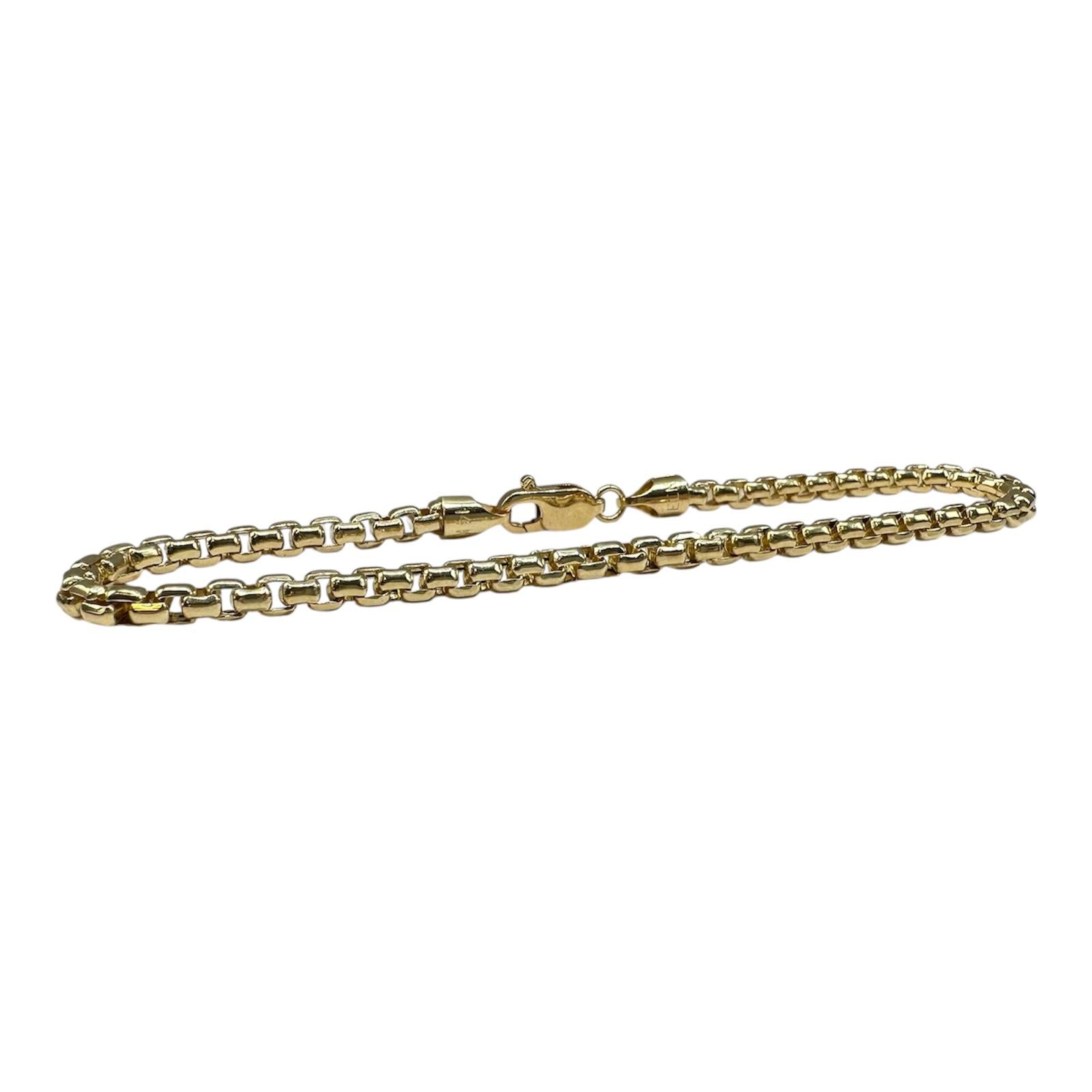 Rounded Box Bracelet in 14kt Yellow Gold 3.5mm 8.25"