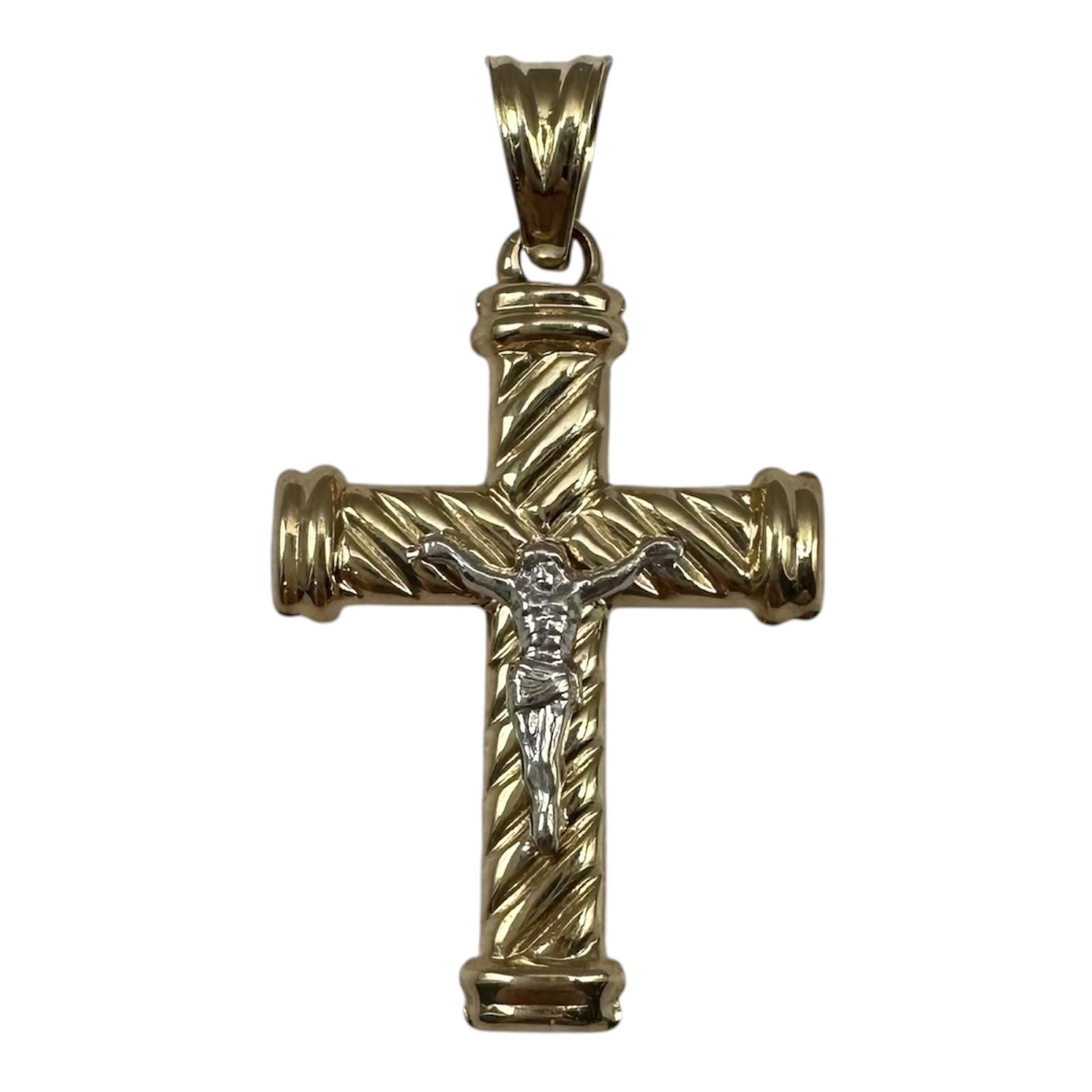 Cross Pendant in 14kt Two Tone Gold – Hollow, New