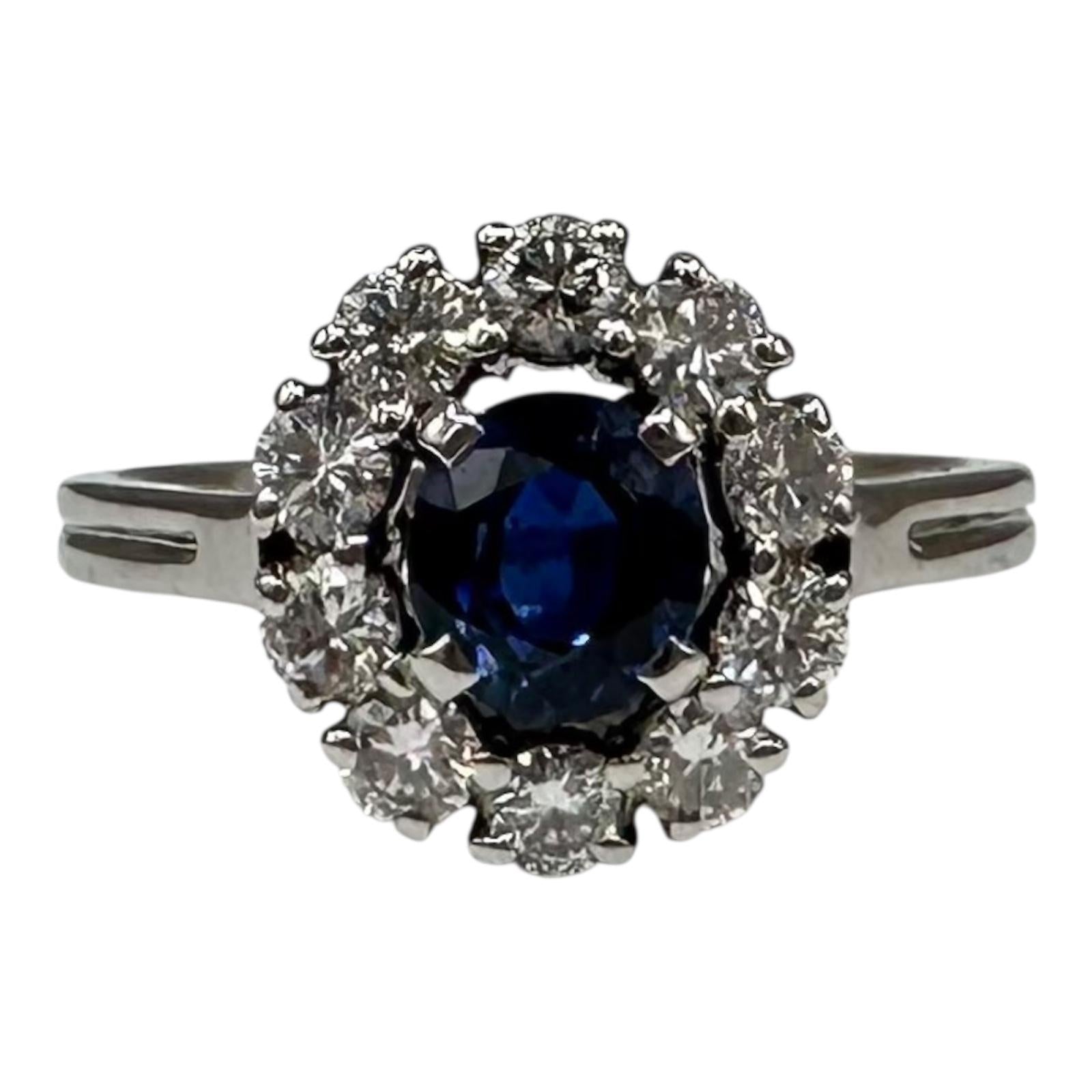GIA Platinum Sapphire Diamond Ring 1.25ct Unheated GH VS SI Size 5.25