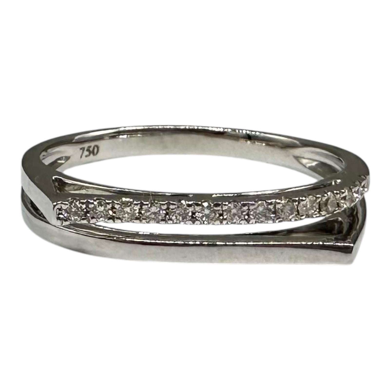 18K White Gold Diamond Double Row Ring 0.10ct Size 7