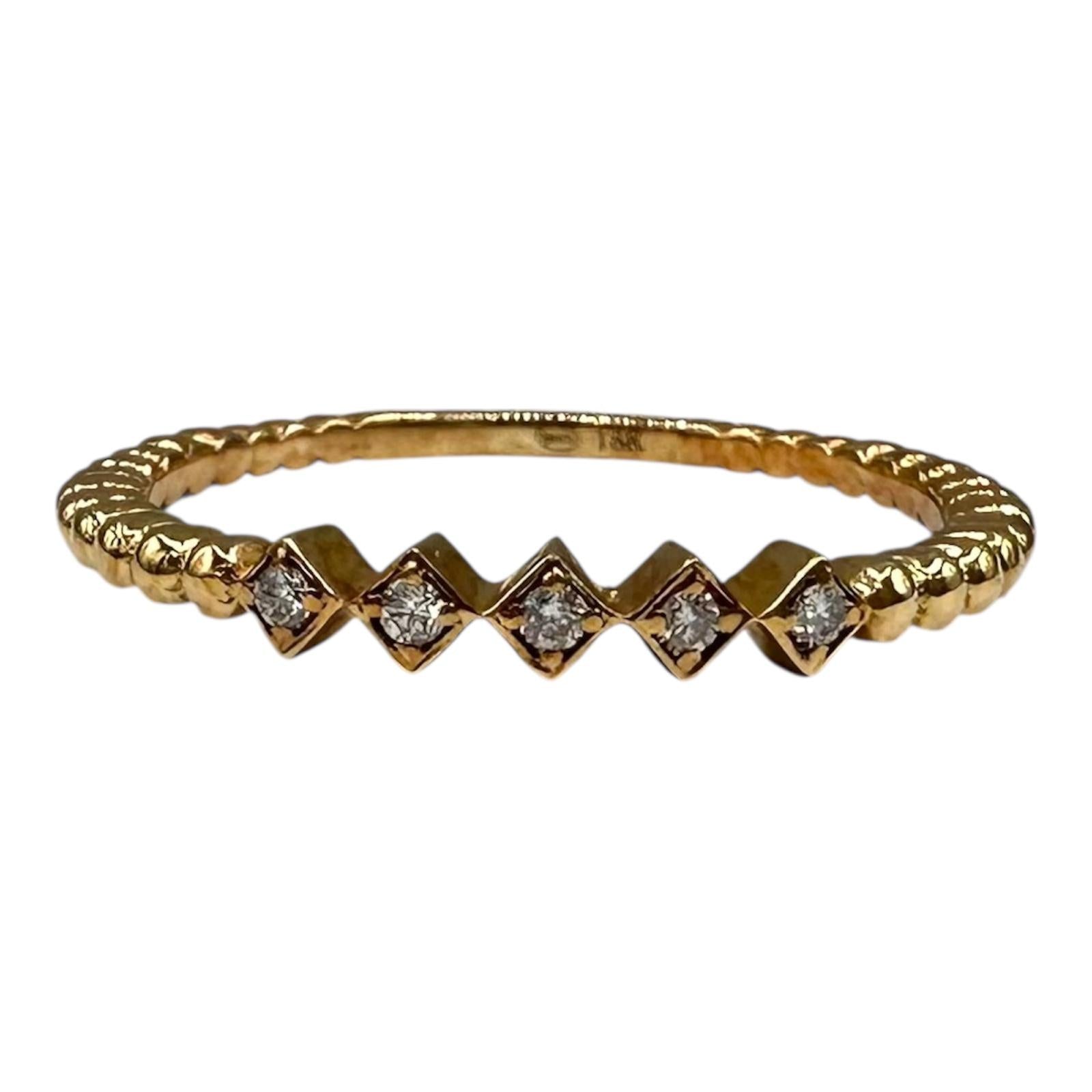 18K Yellow Gold Natural Diamond Ring 0.05ct GH SI Size 7