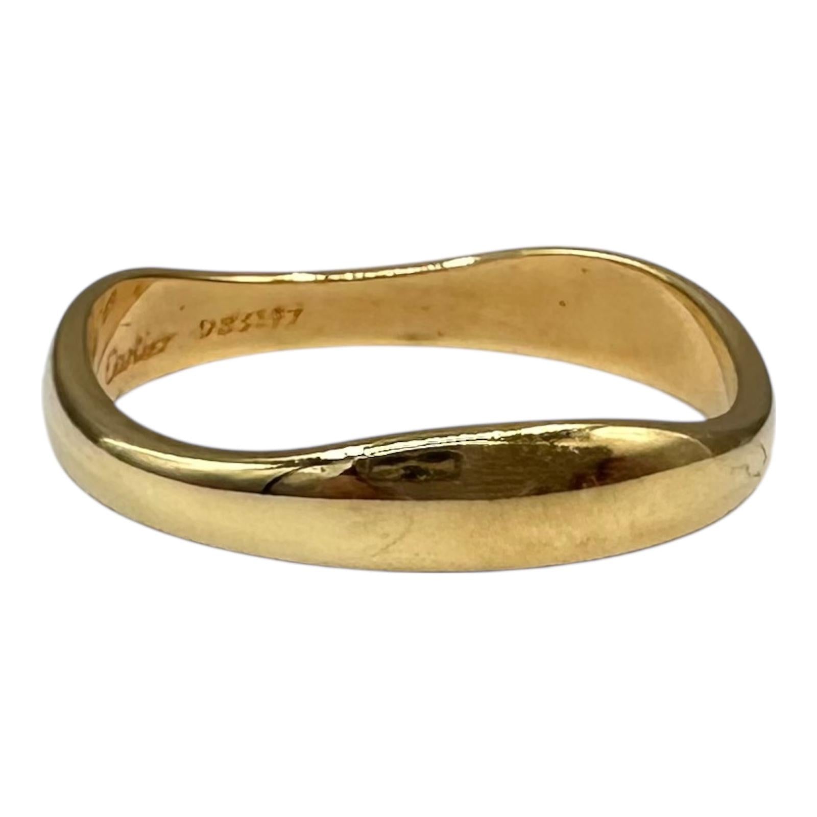 Cartier 18K Yellow Gold Wavy Band Ring Size 11.5 5.2g