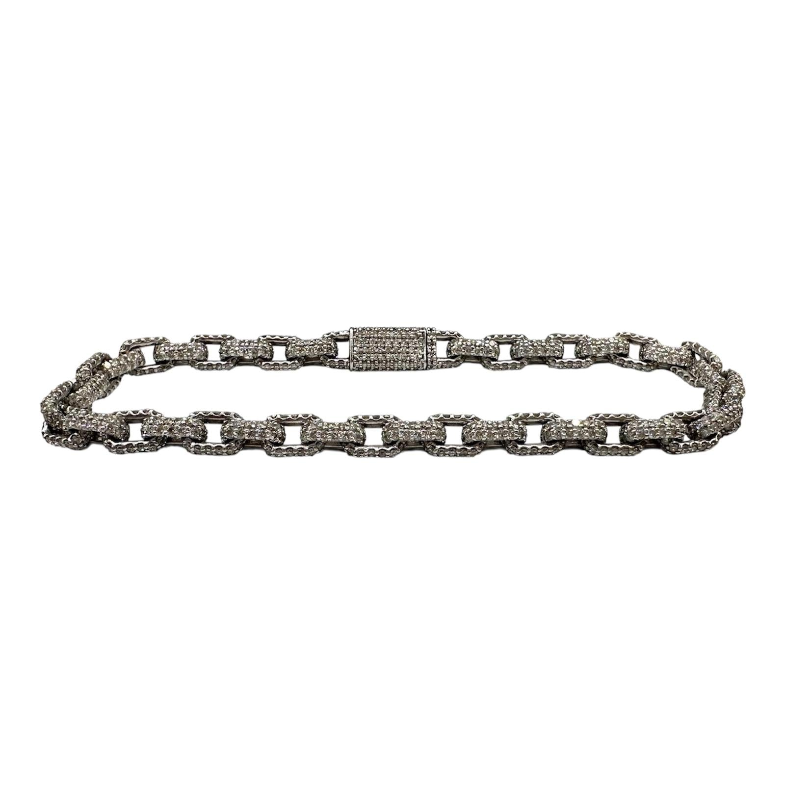 Diamond Pave Anchor Link Bracelet 14kt White Gold 12ct GH SI 8.375in New