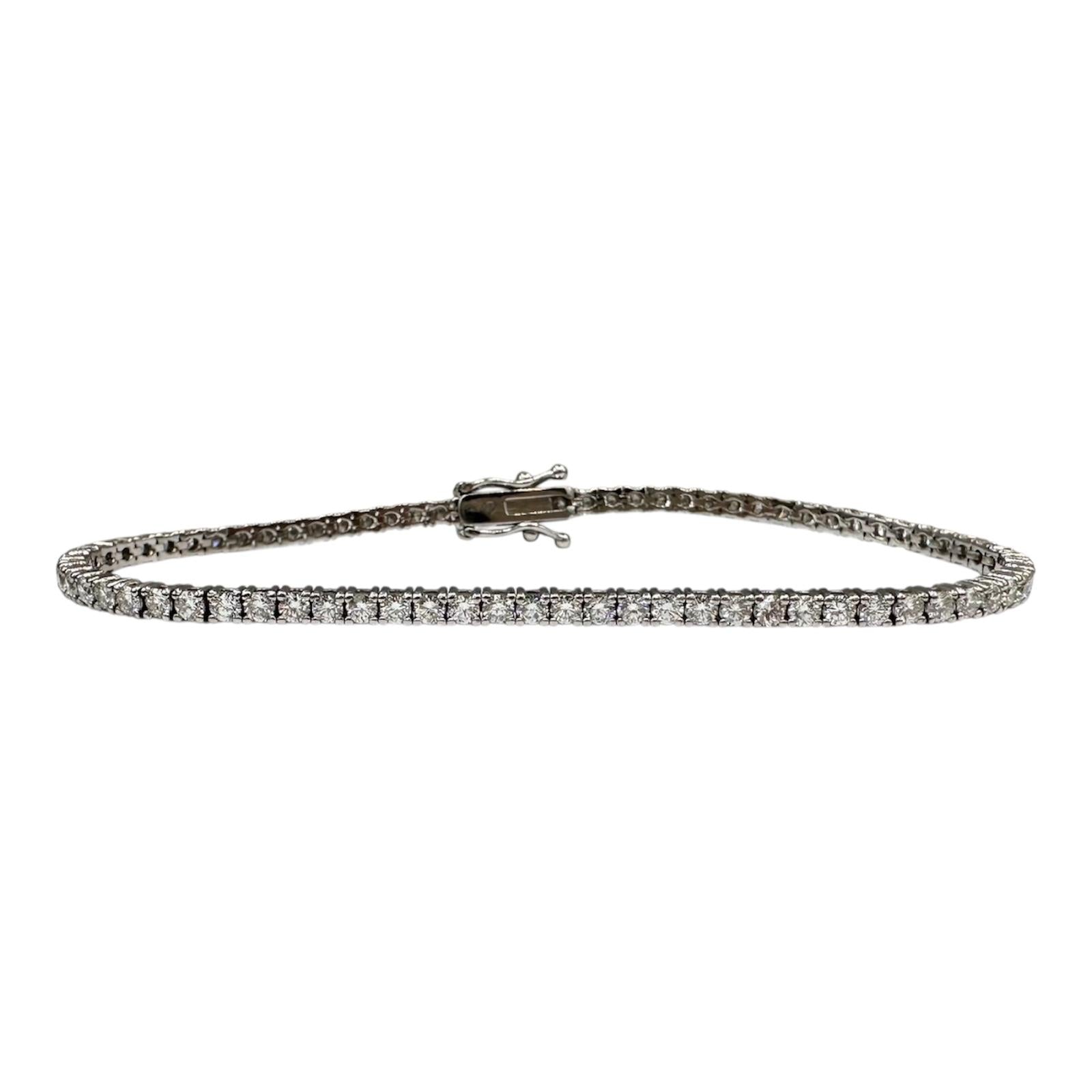 14K White Gold Natural Diamond Tennis Bracelet 2.10ct GH VS SI 7 Inch