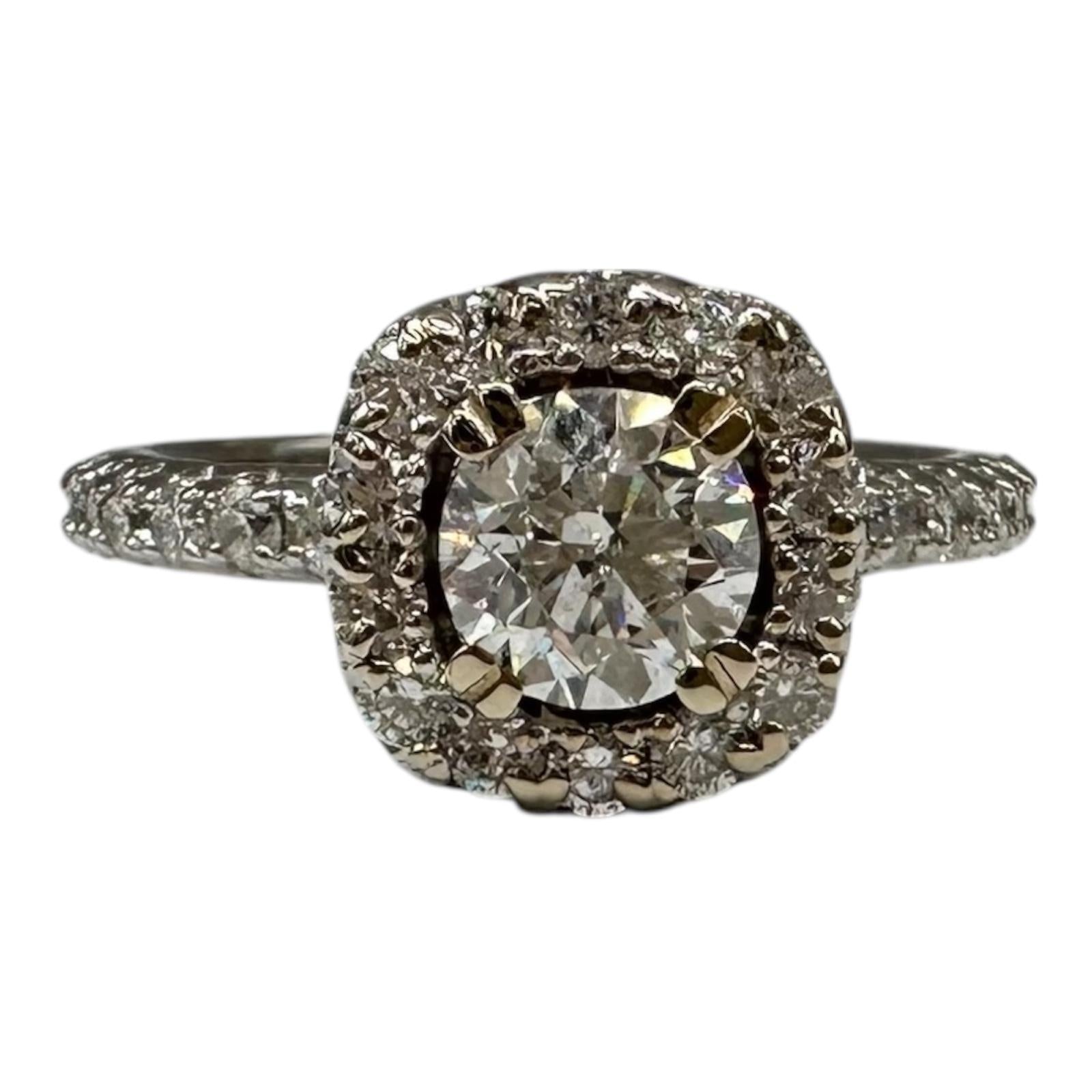 1.33ctw Natural Diamond Engagement Ring 14K White Gold Size 5.75