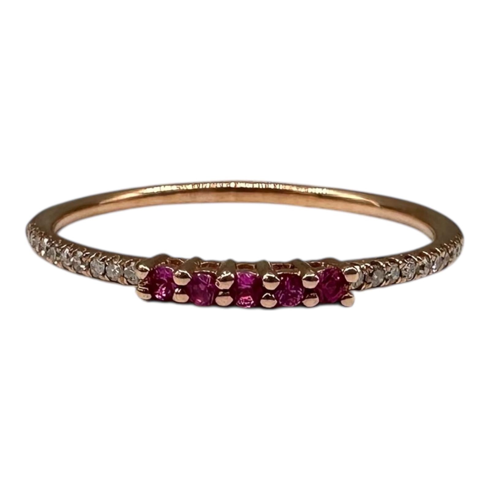 Ruby Diamond Stackable Band 14K Rose Gold 0.14ctw Size 6.5