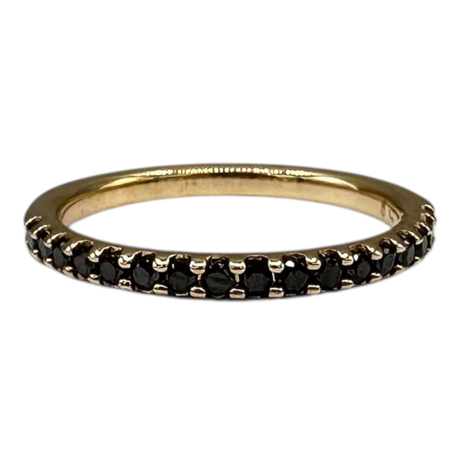 0.25ctw Black Diamond Half Eternity Ring 14K Yellow Gold Size 7