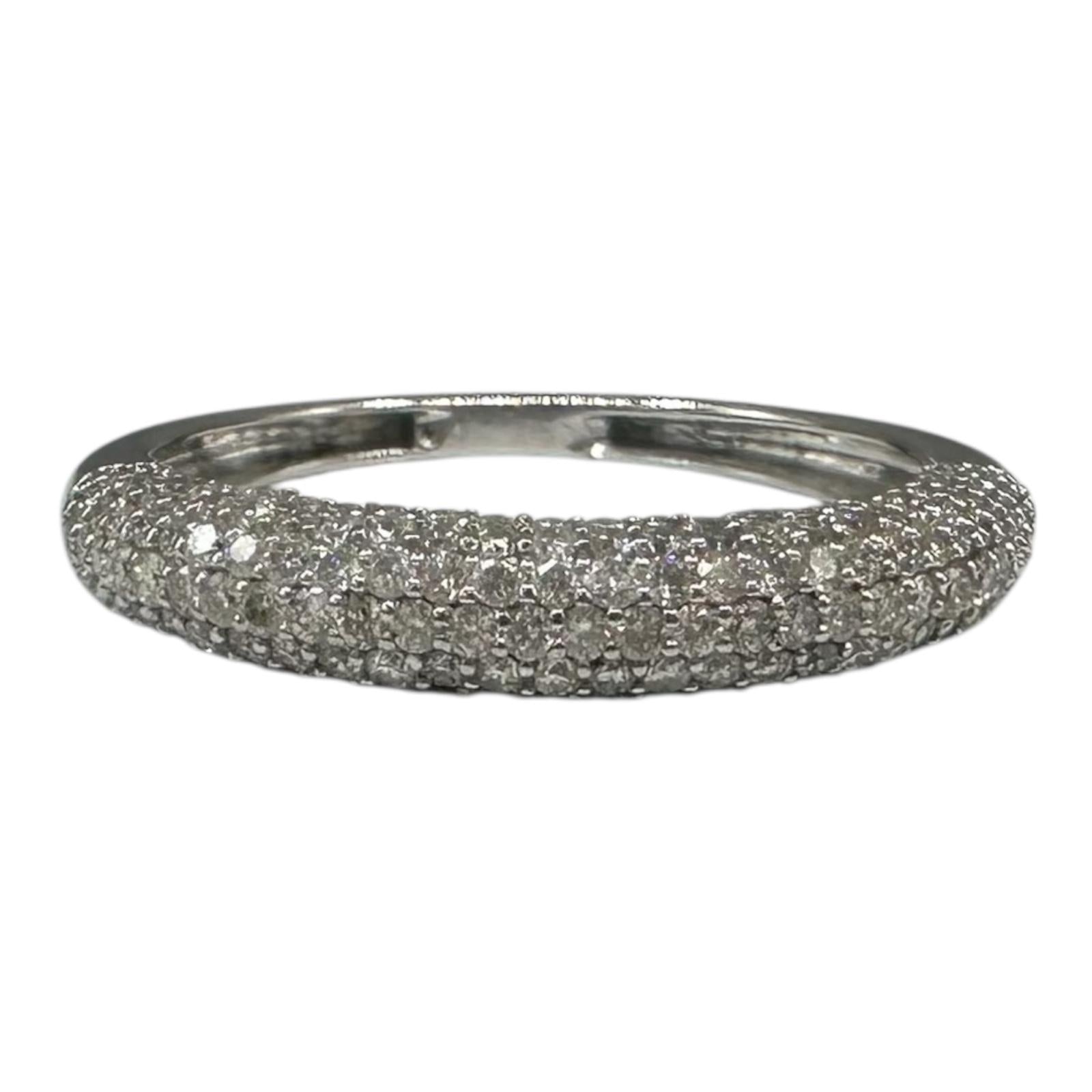 0.80ctw Natural Diamond Pave Ring 14K White Gold Size 7.75