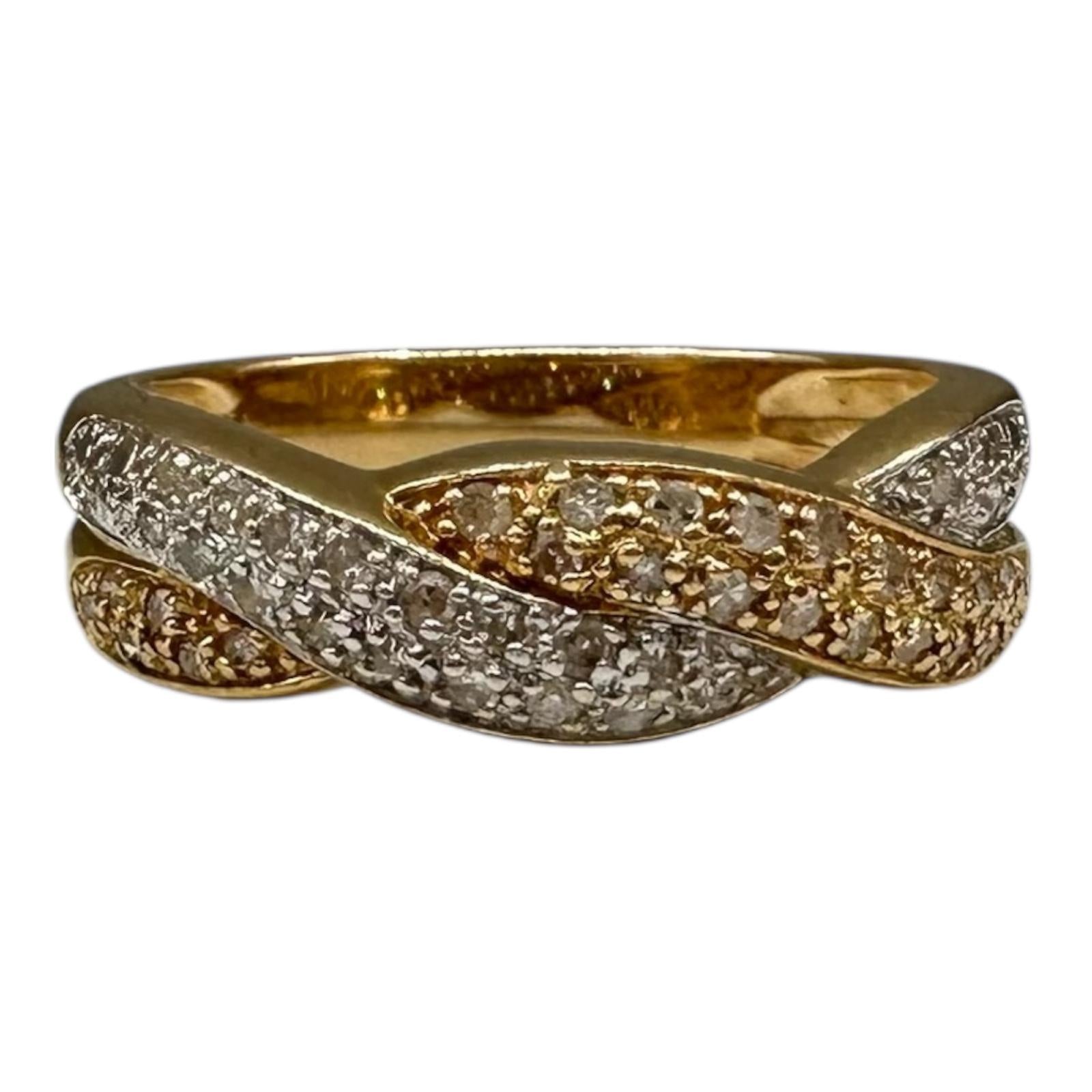 0.50ctw Estate Diamond Twist Ring 14K Yellow Gold Size 7