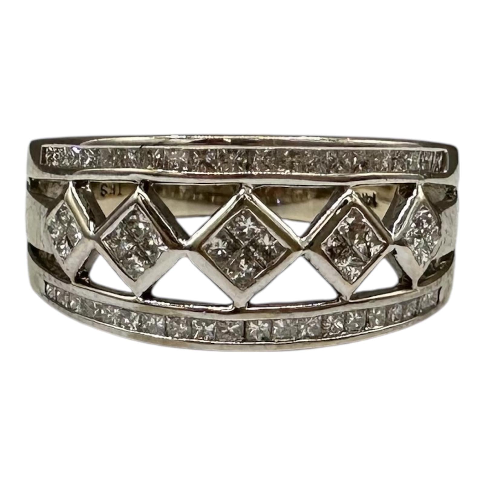 Estate 0.50ctw Princess Cut Diamond Ring 14K White Gold Size 9.5