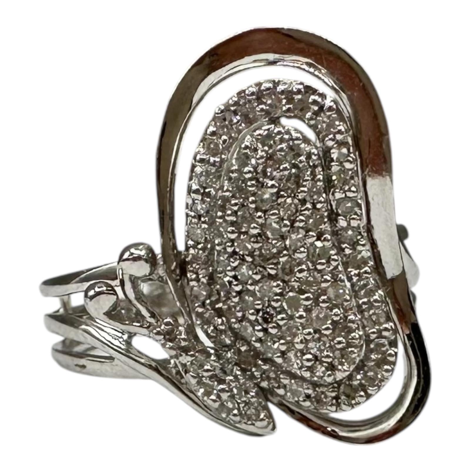 0.40ctw Natural Diamond Butterfly Ring 14K White Gold Size 7