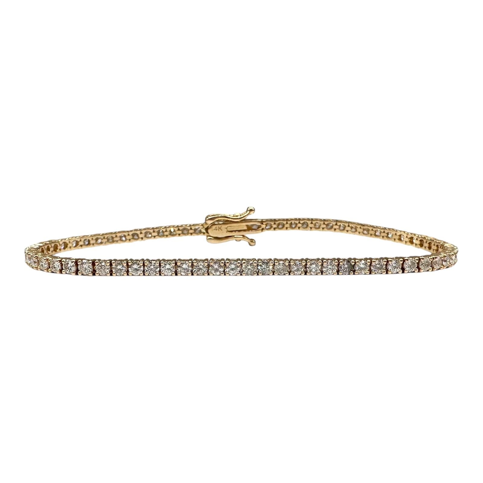 Natural Diamond Tennis Bracelet in 14kt Yellow Gold – 3.1ctw, 7in, New