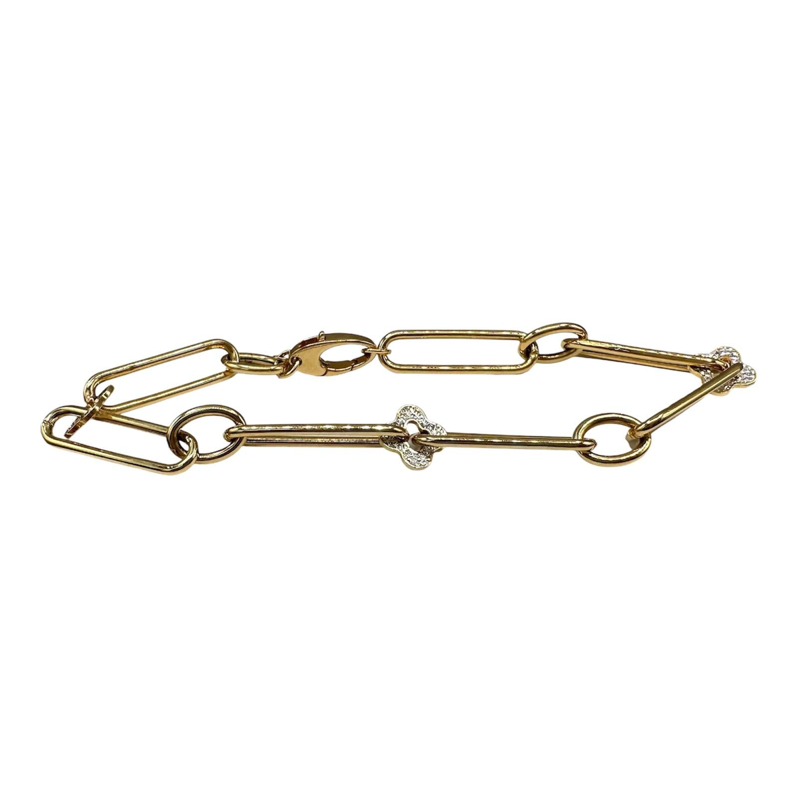 Italian Paperclip Style Bracelet in 14kt Yellow Gold - 7.75", 4.4g, Two-Tone