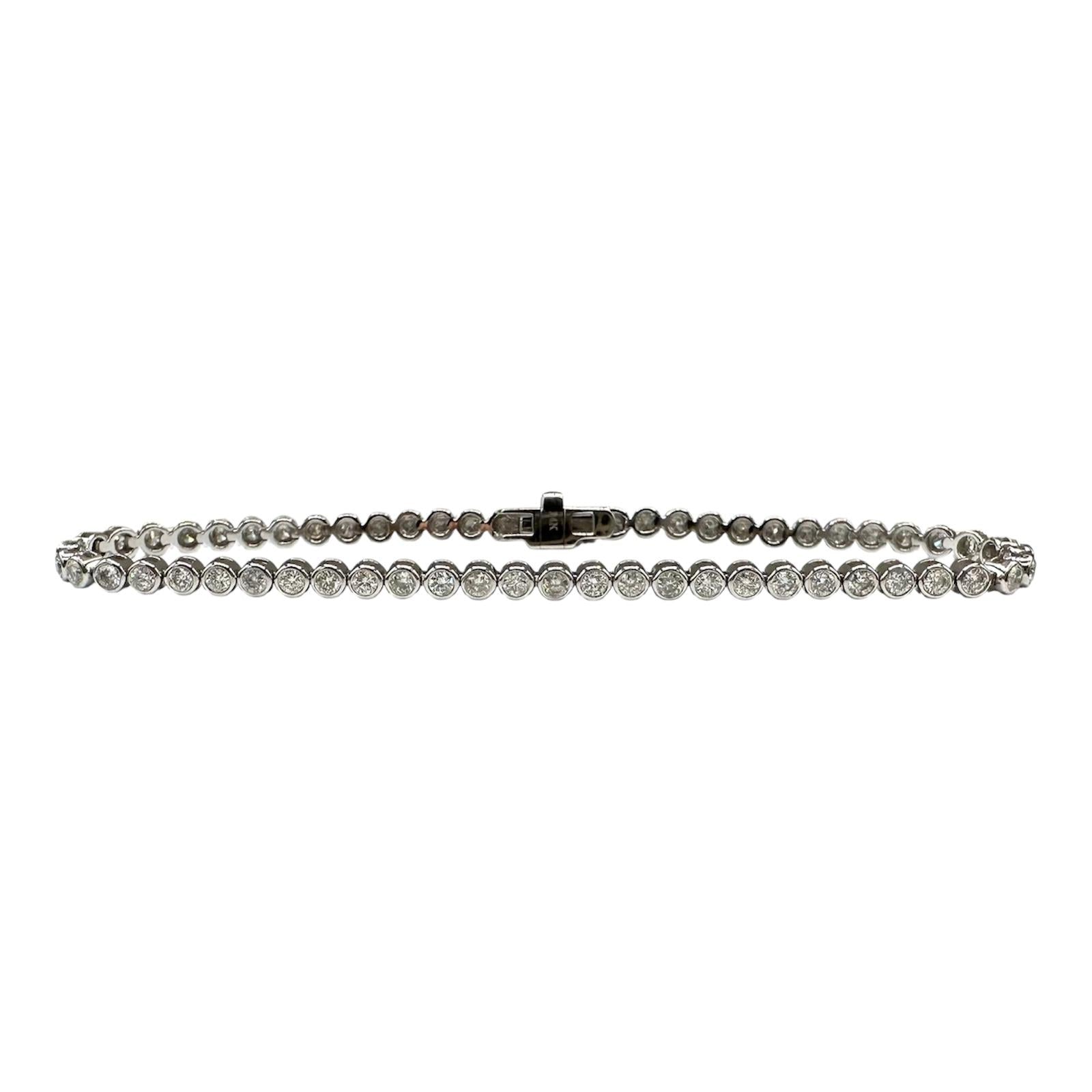 2ctw Bezel Set Diamond Tennis Bracelet 14K White Gold 7in