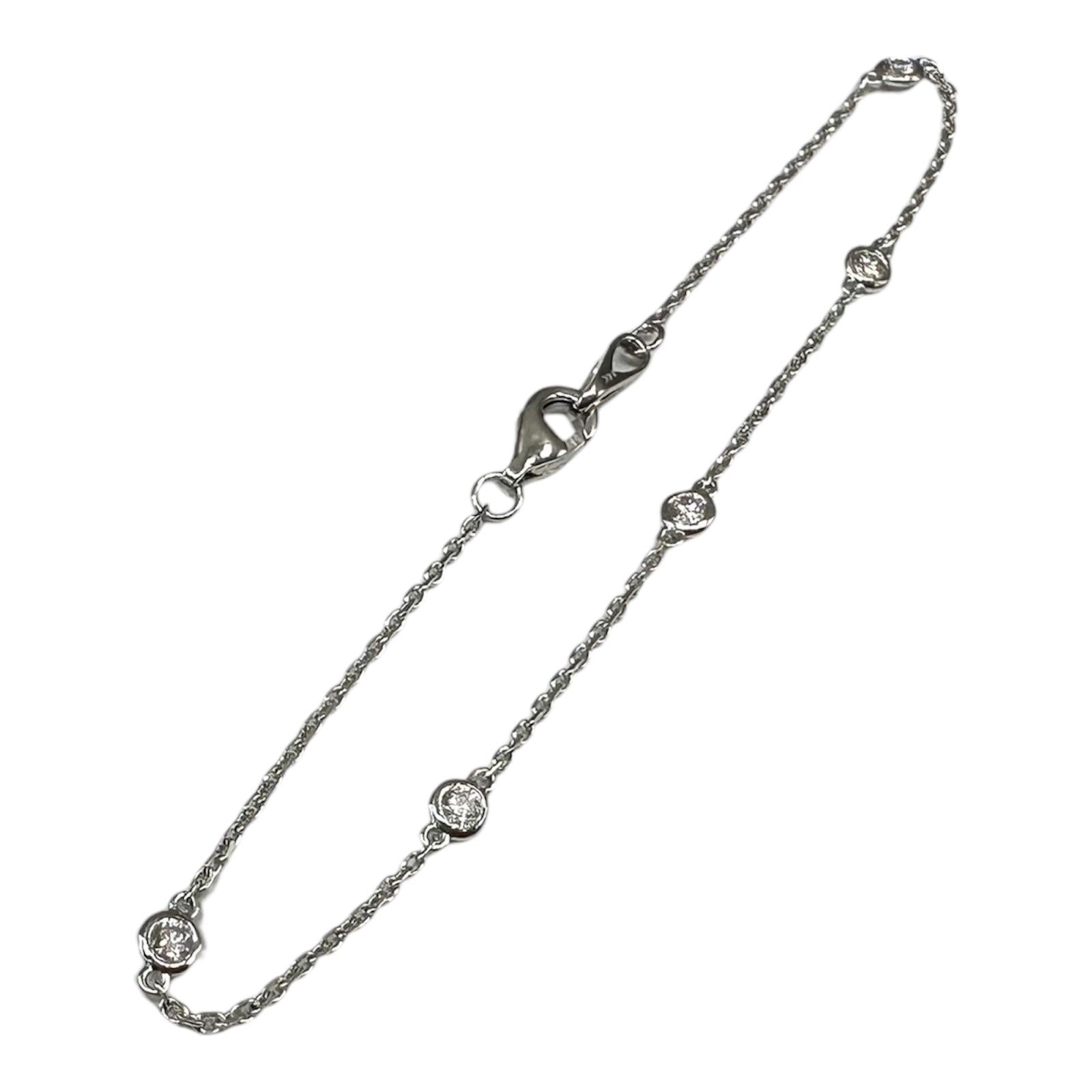Diamond Station Bracelet in 14kt White Gold – 0.33ctw, 7in, New
