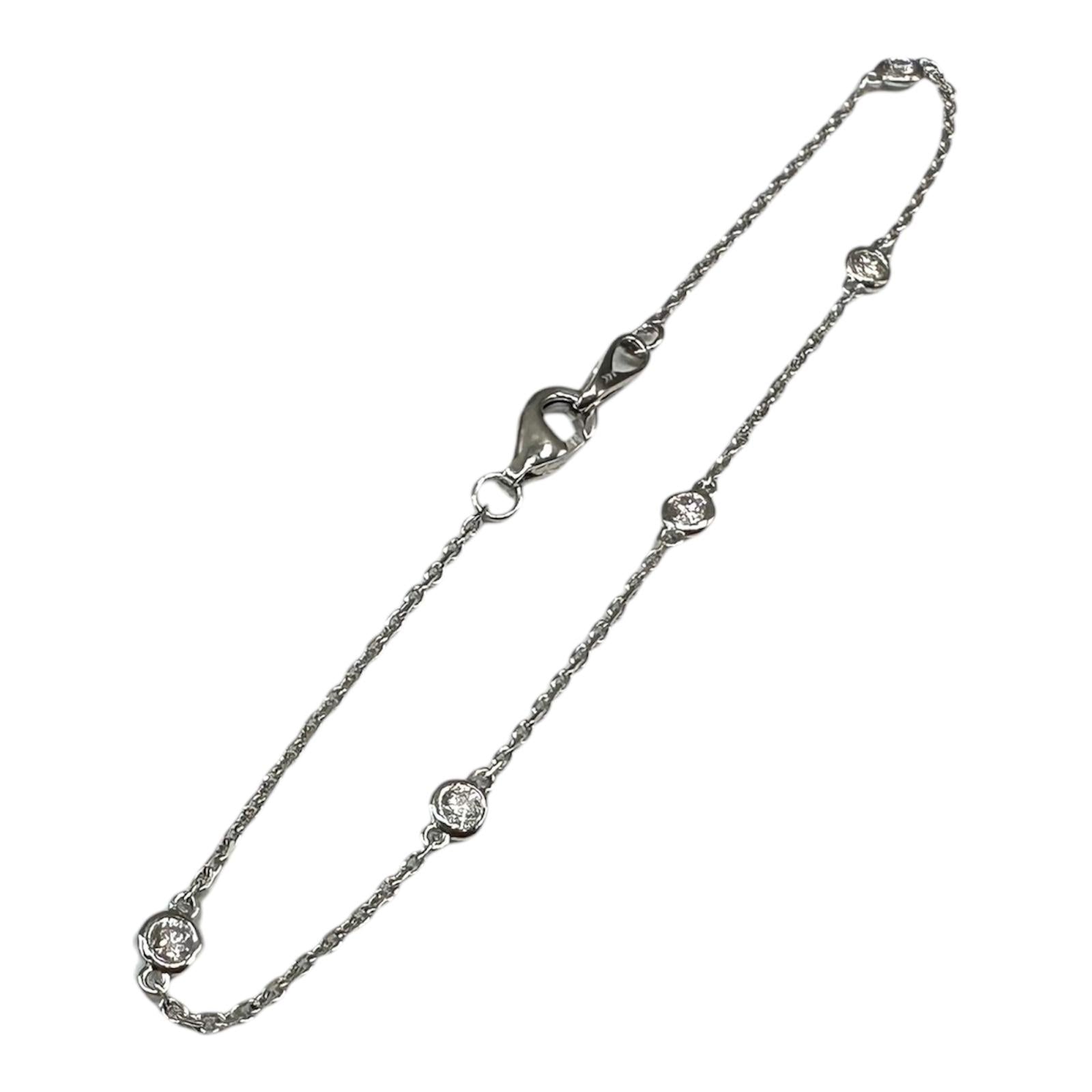 Diamond Station Bracelet in 14kt White Gold – 0.22ctw, 7in, New